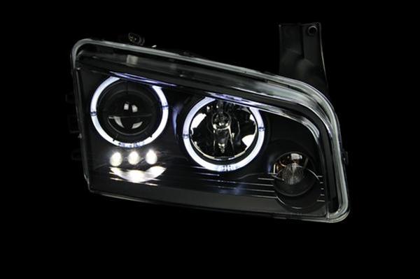 ANZO 2006-2010 Dodge Charger Projector Headlights w/ Halo Black thumbnail 3