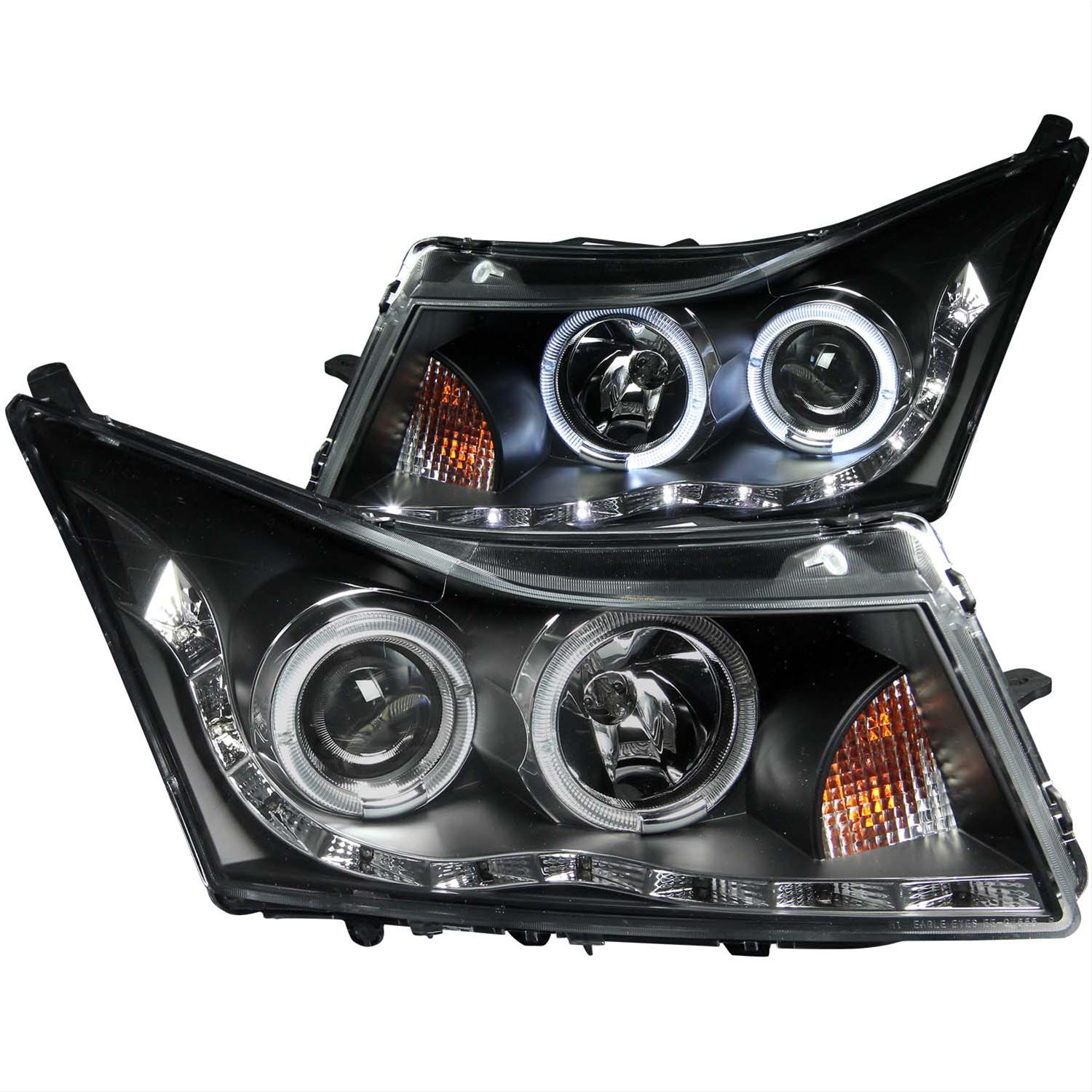 Anzo Headlights 121400 Headlights, Projector with CCFL Halo, Clear Lens, Black Housing, LED Low-brow Accents, Chevy, Set