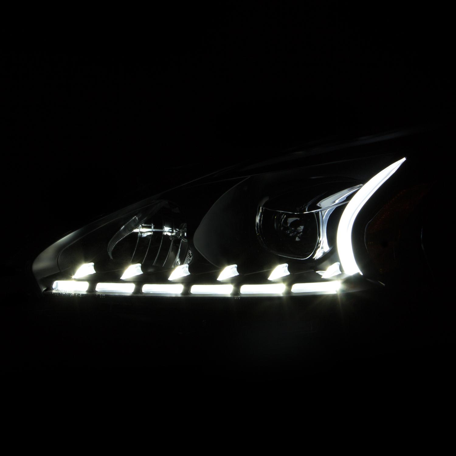 ANZO 2013-2014 Nissan Altima Projector Headlights w/ Plank Style Design Black thumbnail 3