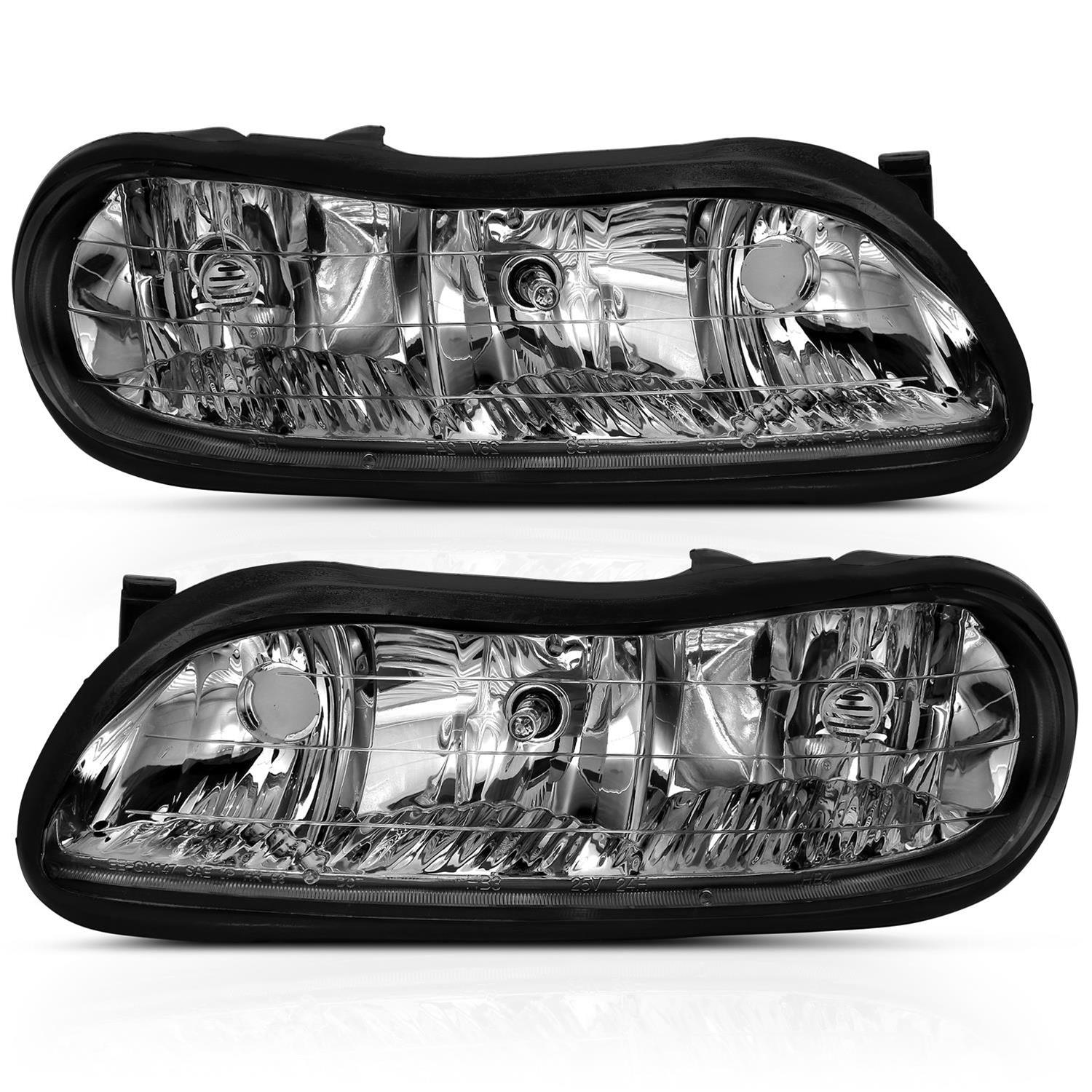 Anzo USA Headlight Assemblies 121533 Headlights, 97-03 MALIBU CRYSTAL HEADLIGHT BLACK AMBER