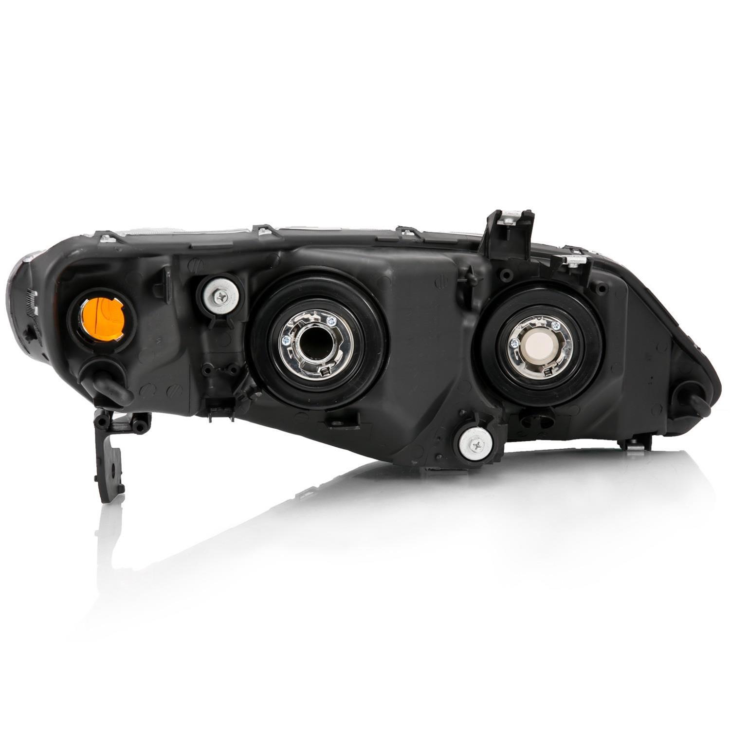 ANZO 2006-2011 Honda Civic 4 Door Crystal Headlight Black Amber (OE Replacement) thumbnail 2