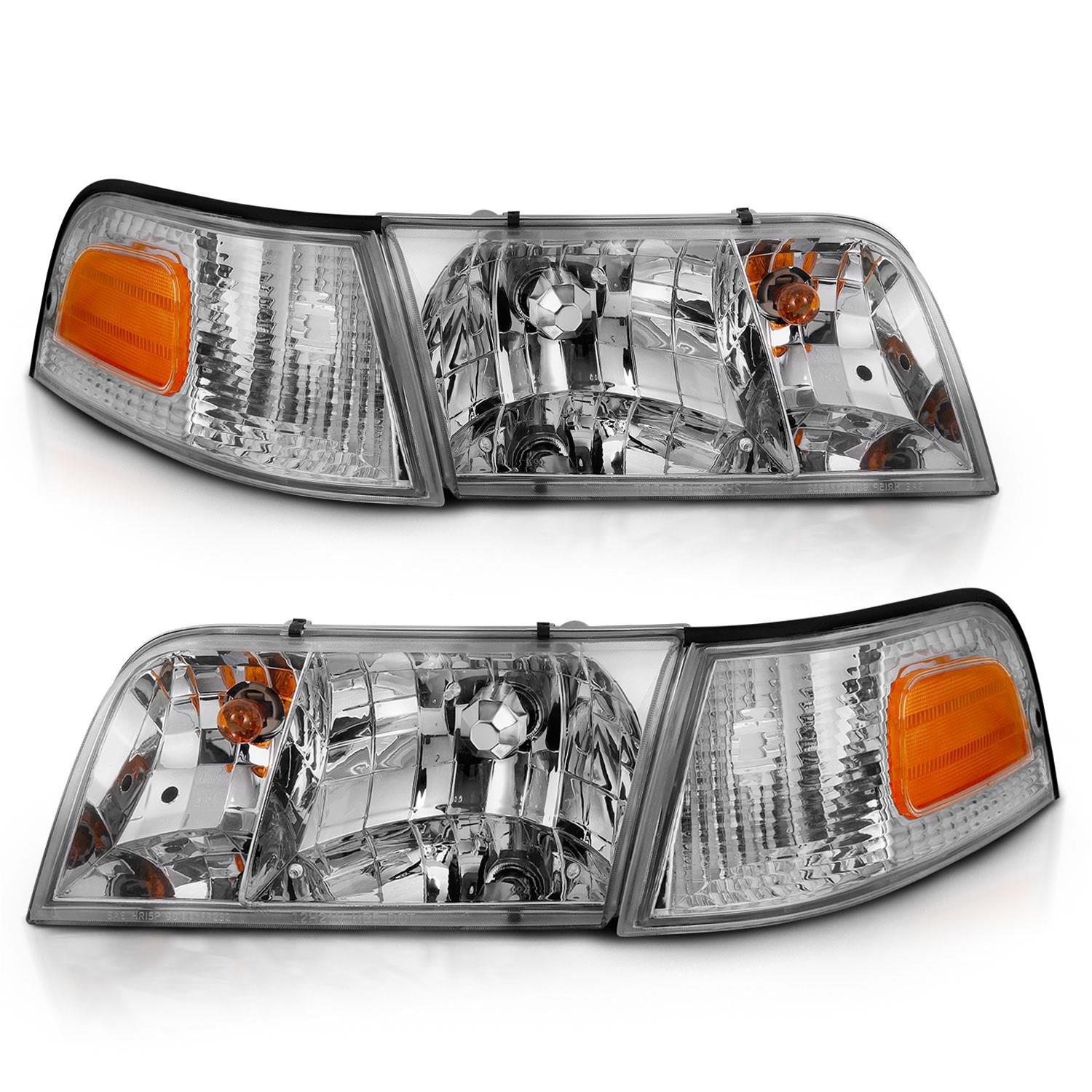 ANZO 1998-2005 Ford Crown Victoria Crystal Headlight Chrome With Bumper Light (OE) thumbnail 2