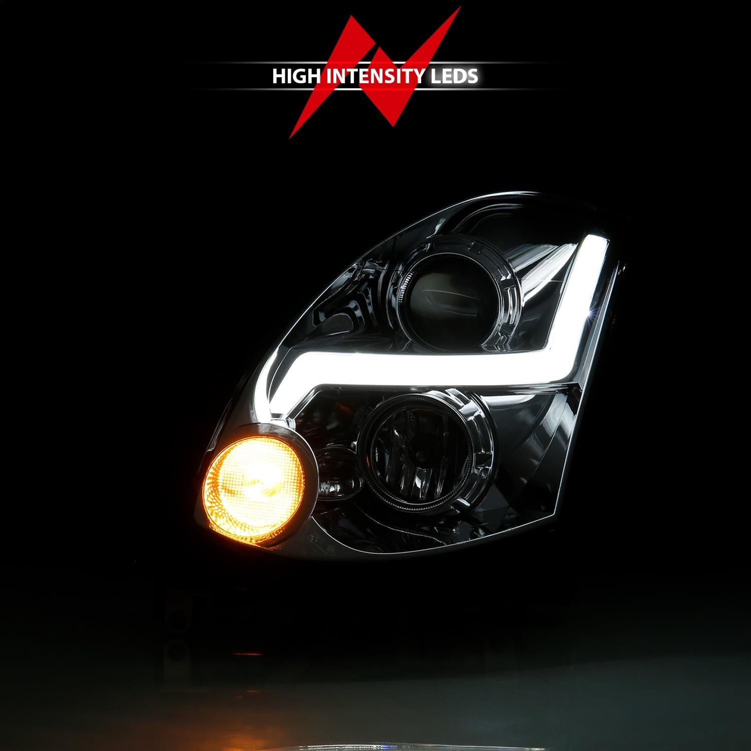 ANZO 2003-2007 Infiniti G35 Projector Headlight Plank Style Black (HID Compatible, No HID Kit ) thumbnail 6