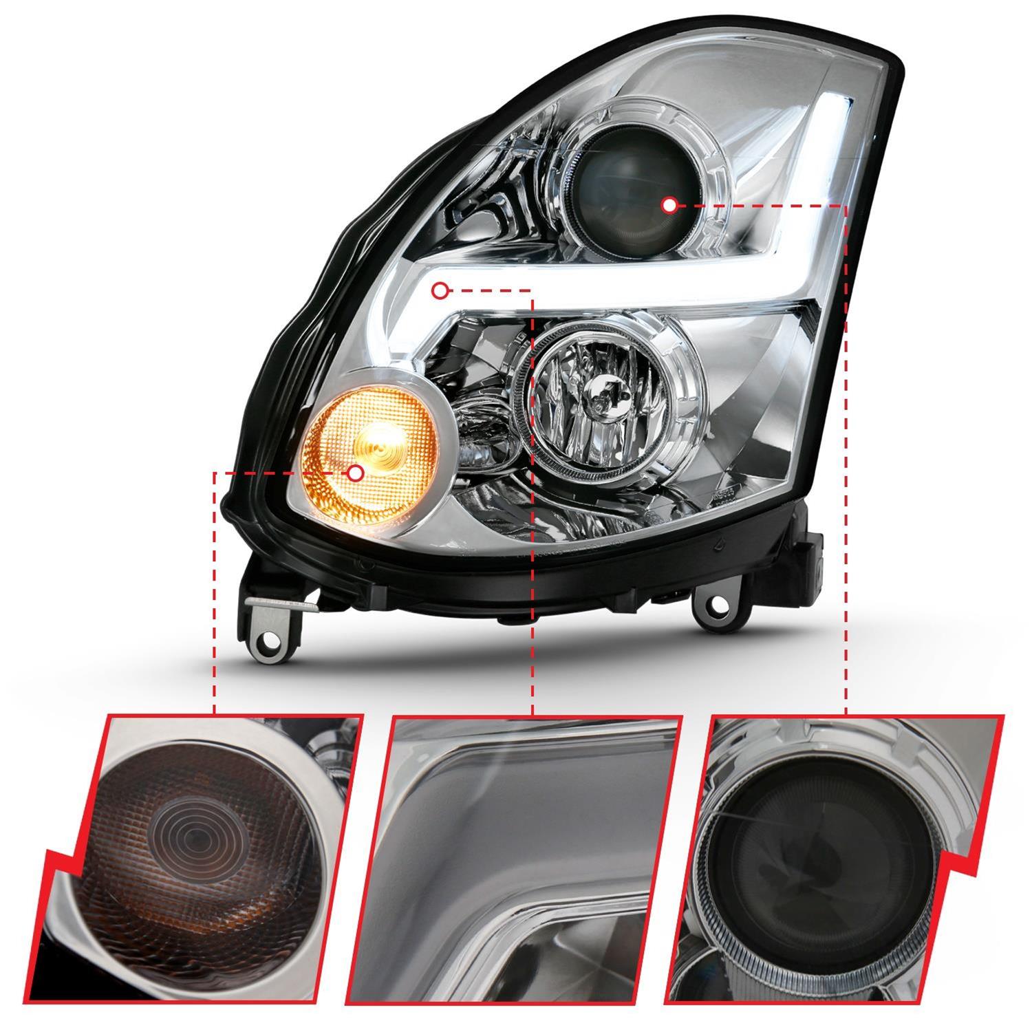 ANZO 2003-2007 Infiniti G35 Projector Headlight Plank Style Black (HID Compatible, No HID Kit ) thumbnail 3