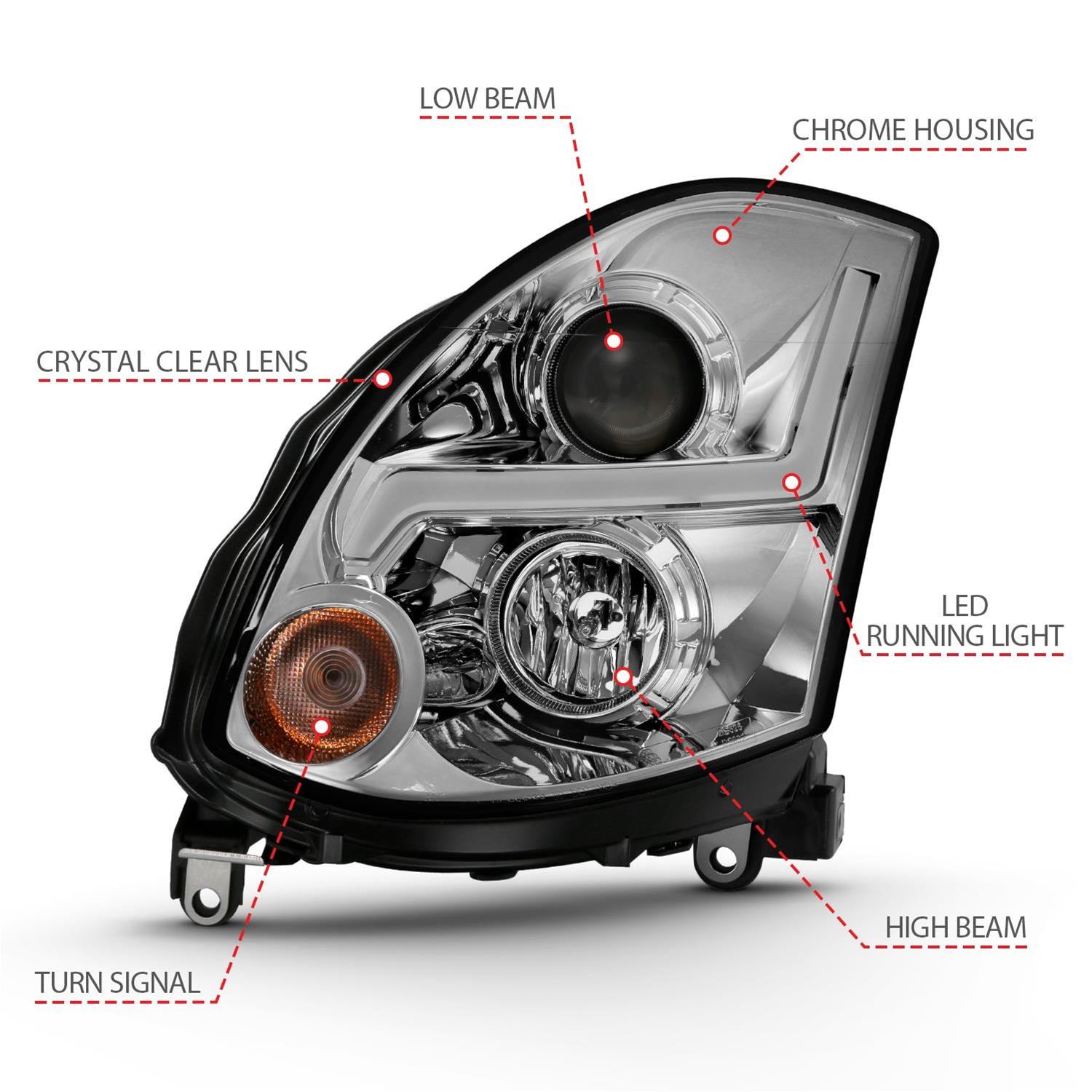 ANZO 2003-2007 Infiniti G35 Projector Headlight Plank Style Black (HID Compatible, No HID Kit ) thumbnail 5