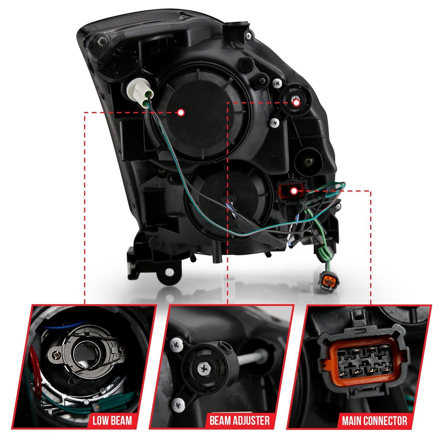 ANZO 2003-2007 Infiniti G35 Projector Headlight Plank Style Black (HID Compatible, No HID Kit ) thumbnail 4