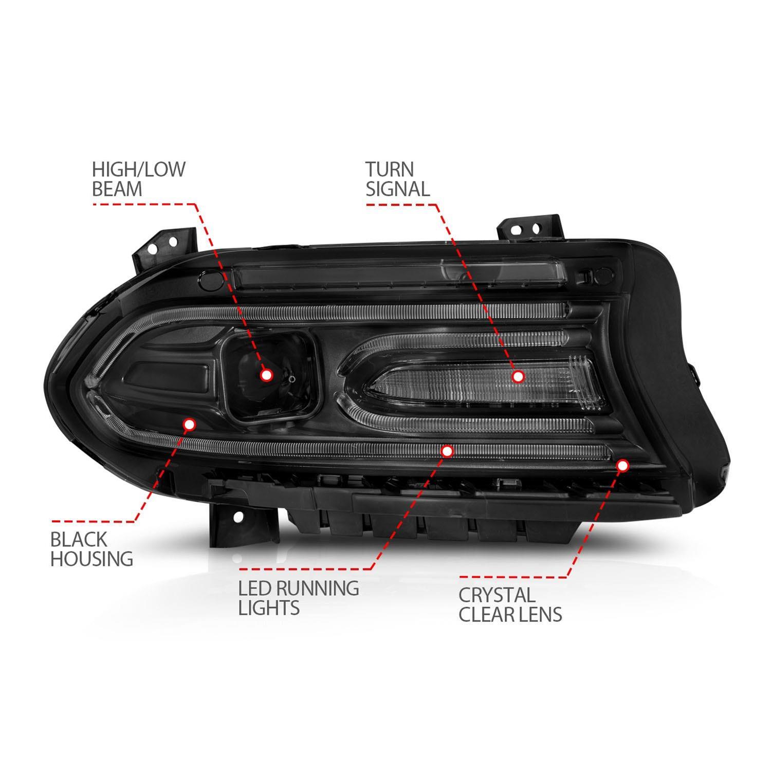 Anzo USA - Headlight Assemblies for 2015-2023 CHARGER 121559 Set, Projector thumbnail 6