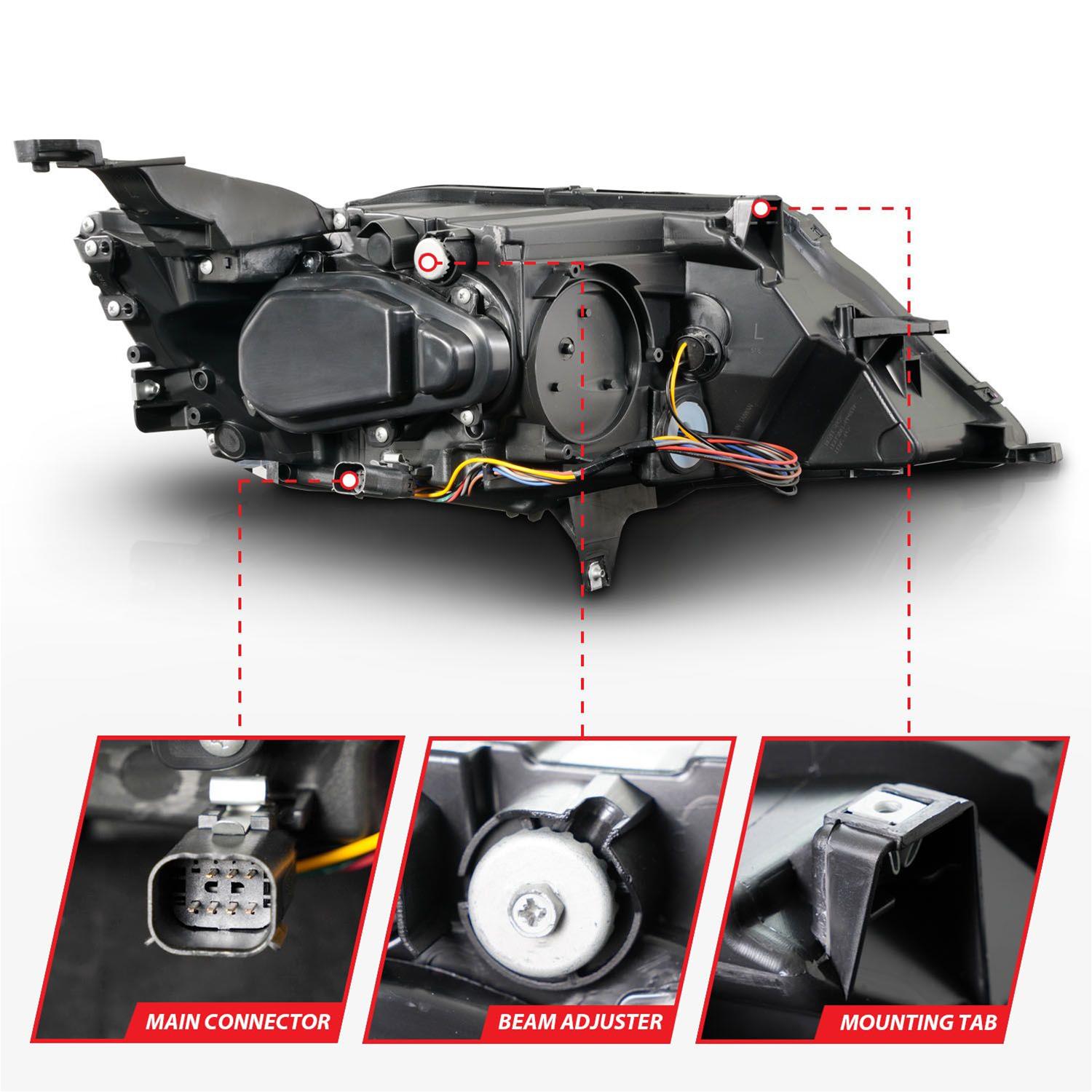 ANZO 14-20 Chevrolet Impala Square Projector LED Bar Headlights w/ Black Housing thumbnail 3
