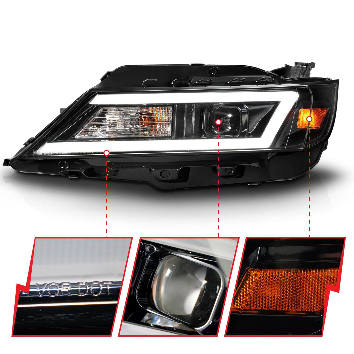 ANZO 14-20 Chevrolet Impala Square Projector LED Bar Headlights w/ Black Housing thumbnail 2