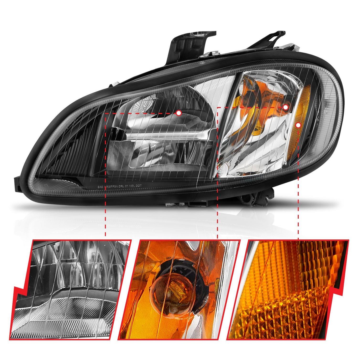 ANZO 2002-2014 Freightliner M2 LED Crystal Headlights Black Housing w/ Clear Lens (Pair) thumbnail 2