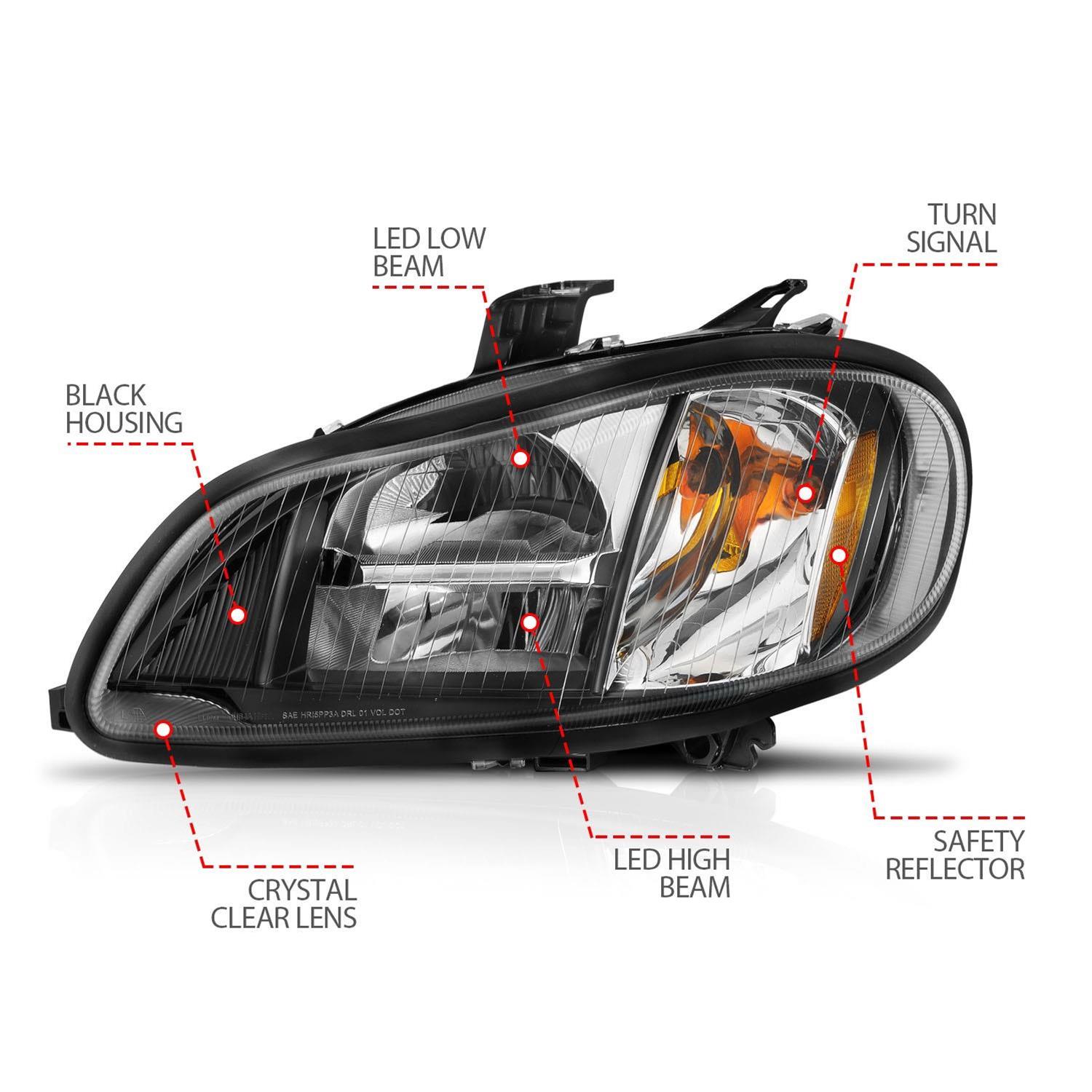 ANZO 2002-2014 Freightliner M2 LED Crystal Headlights Black Housing w/ Clear Lens (Pair) thumbnail 5