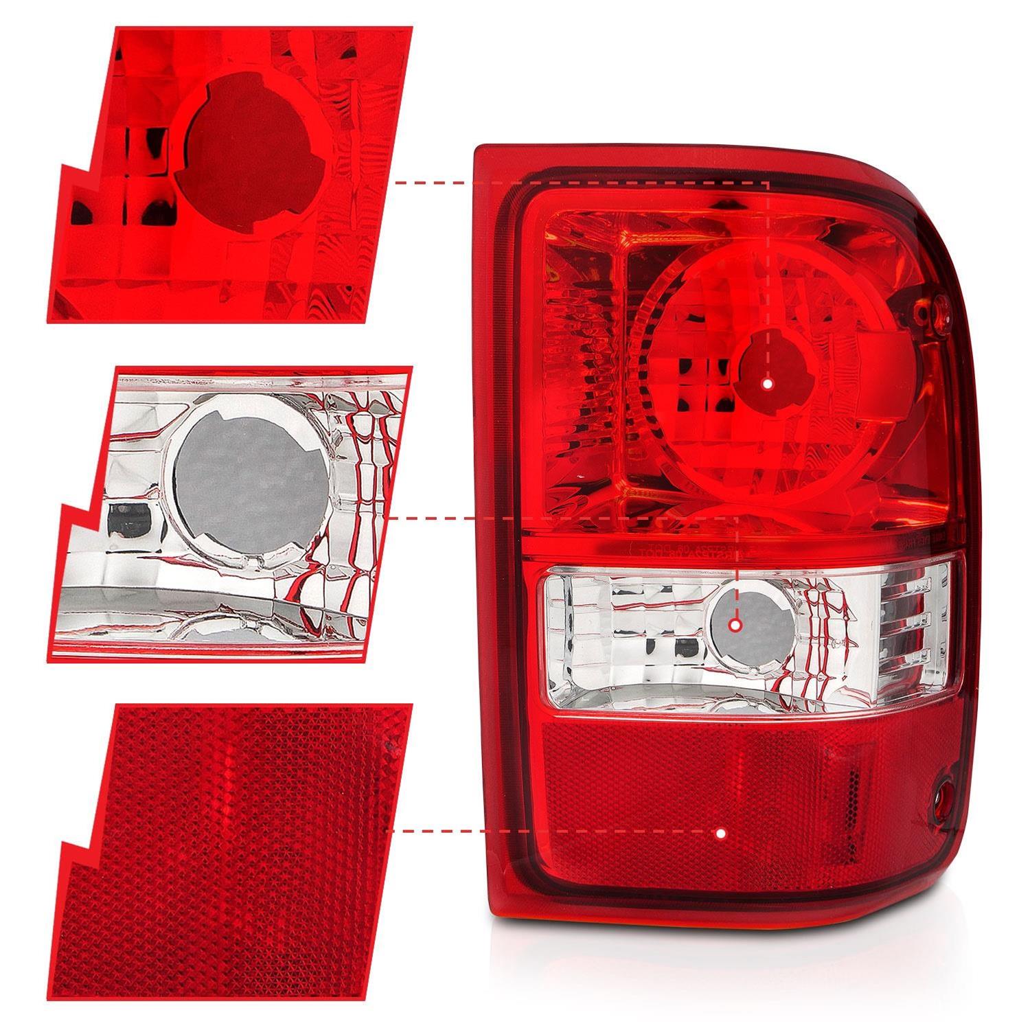 ANZO 2001-2011 Ford Ranger Taillights w/ Red/Clear Lens (OE Replacement) Pair thumbnail 2