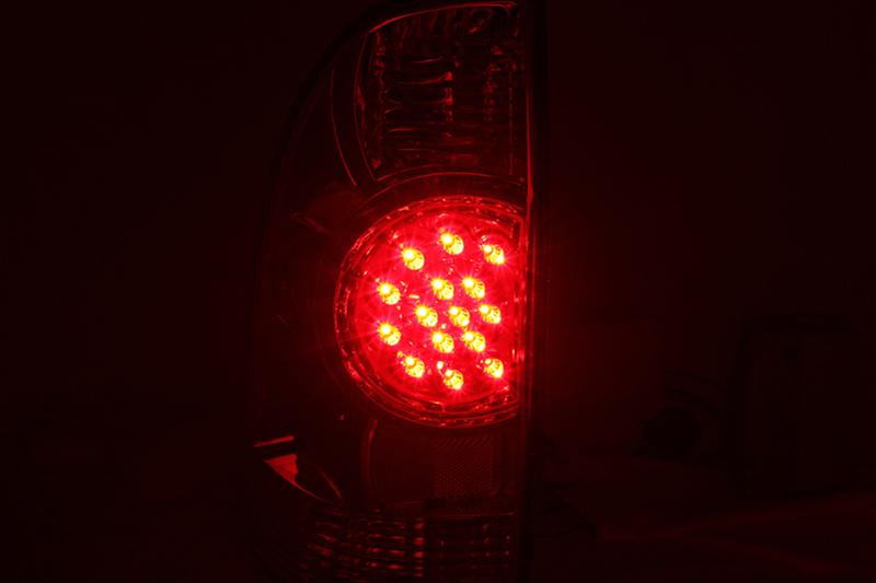 Anzo LED Taillights 311041 Taillights, LED, Clear with Red Inserts Lens, Chrome Housing, Toyota, Models without Bed Light Only, Pair thumbnail 3