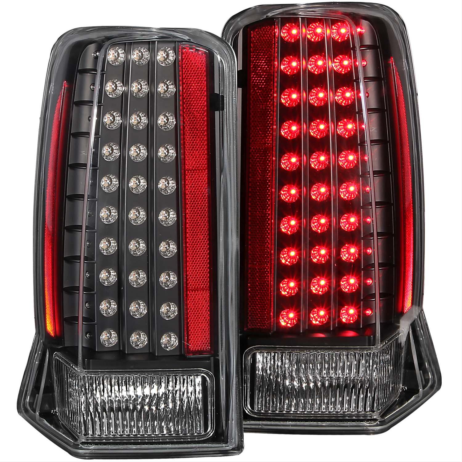 Anzo LED Taillights 311121 Taillight Assemblies, LED, Clear with Red Inserts Lens, Black Housing, Cadillac, without Red Cap, Set