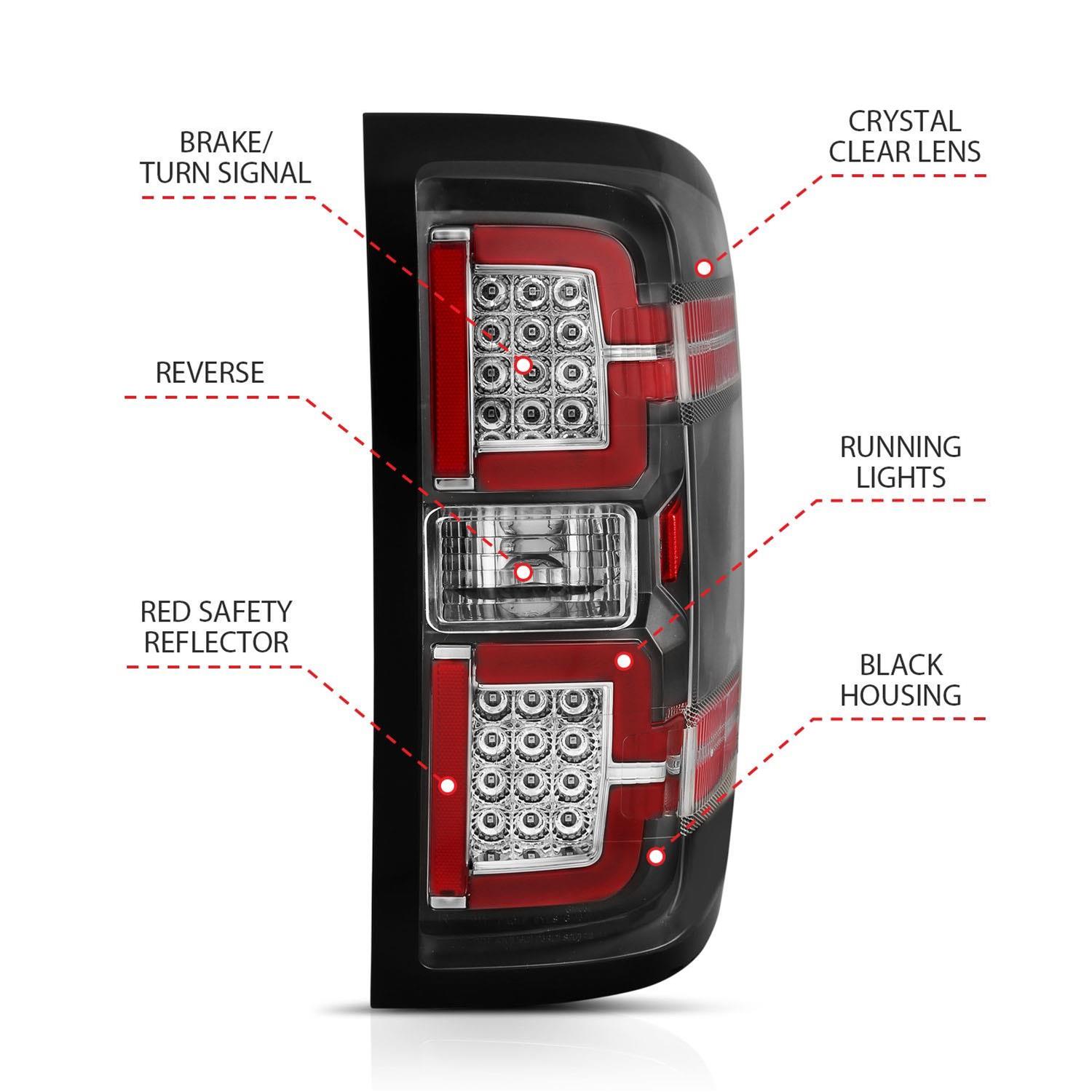 ANZO 2014-2018 Chevy Silverado 1500 LED Taillights Black thumbnail 5