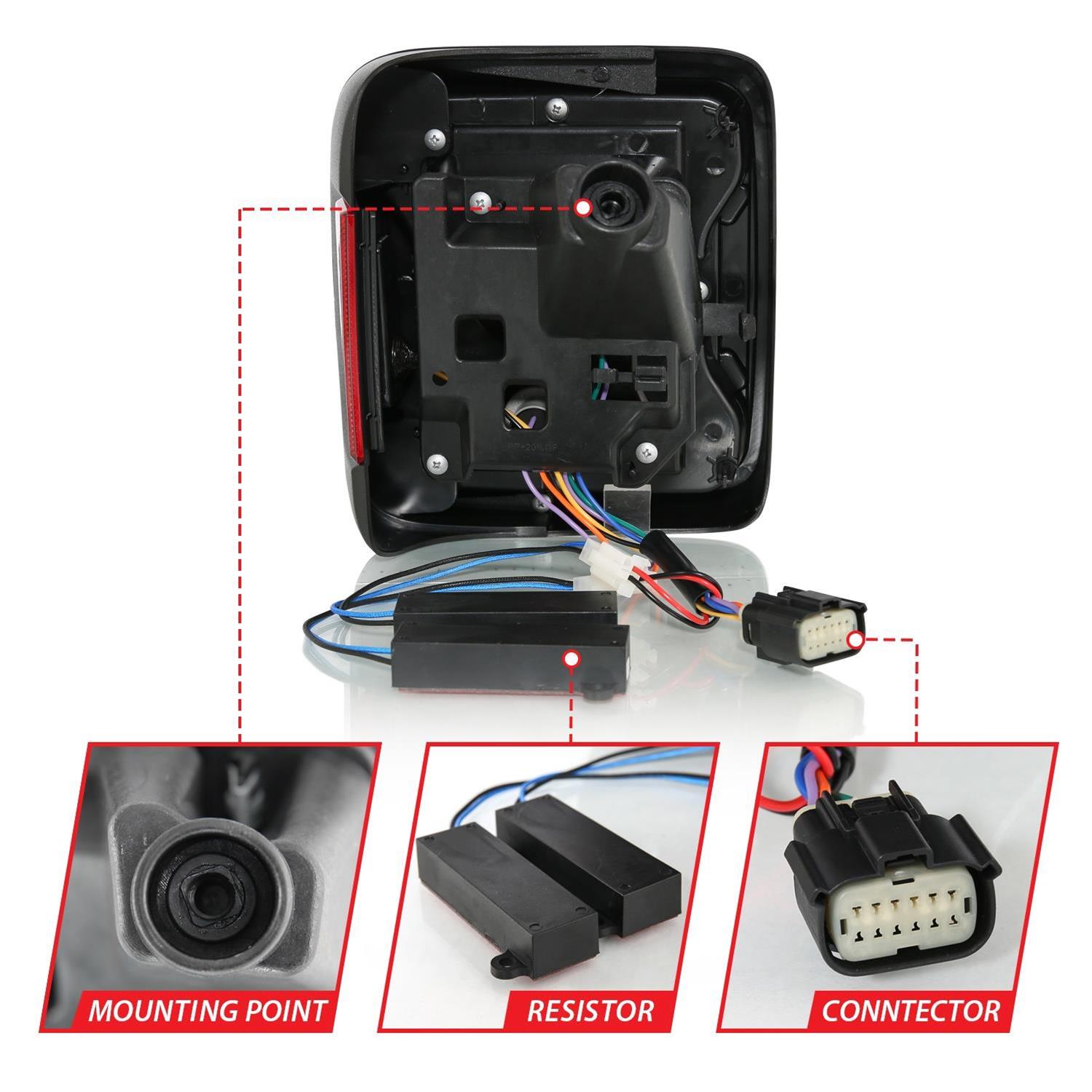 ANZO 18-19 Jeep Wrangler JL LED Taillights Black thumbnail 4
