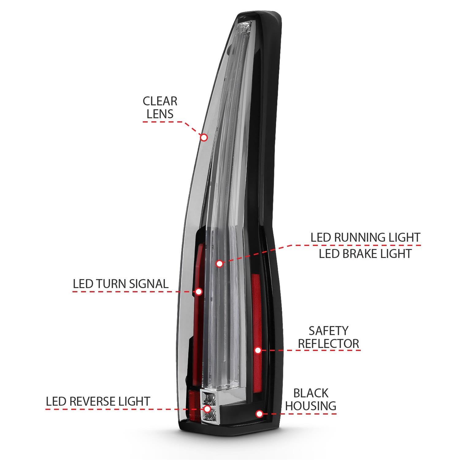 ANZO 2007-2014 Cadillac Escalade Led Taillights Red/Clear thumbnail 7