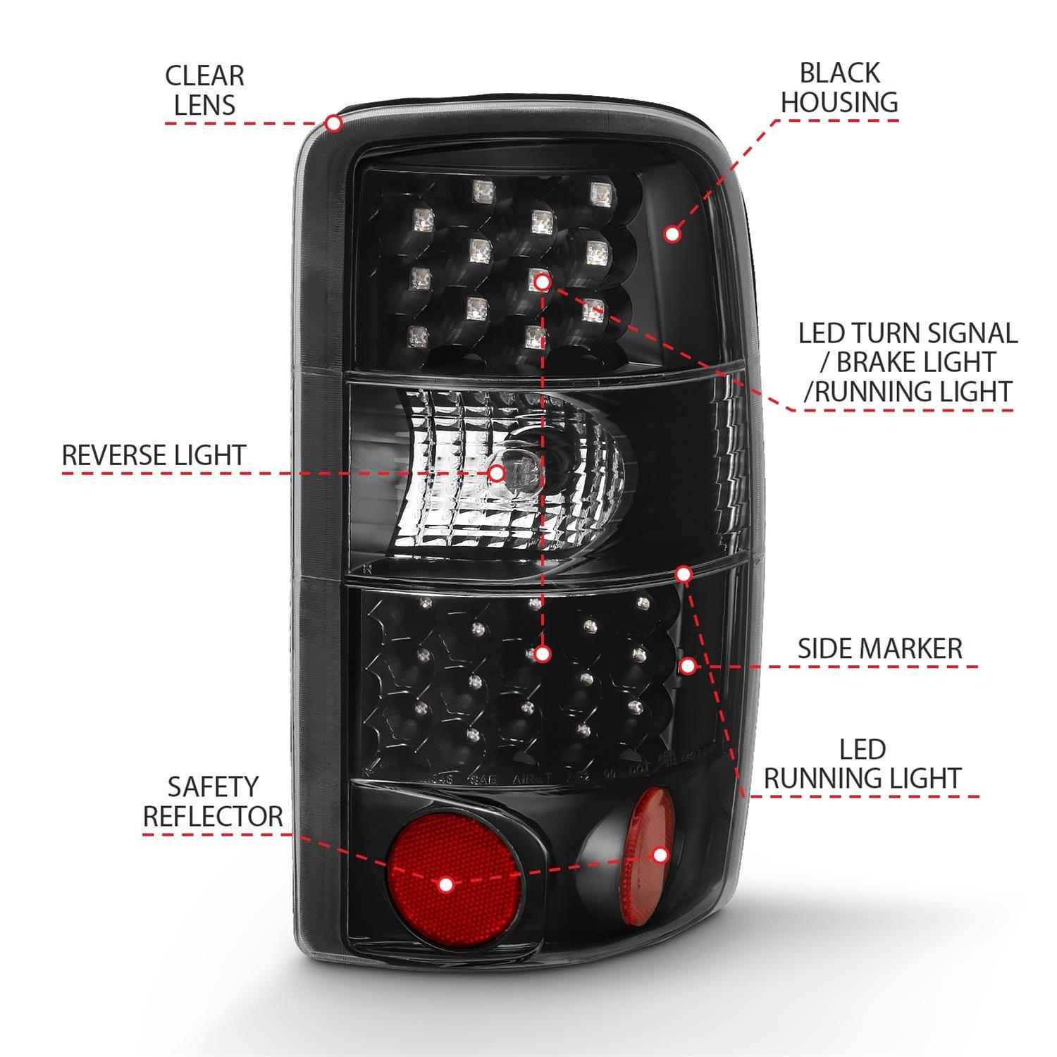 ANZO 2000-2006 Chevrolet Tahoe Led Taillights Black/Clear thumbnail 2