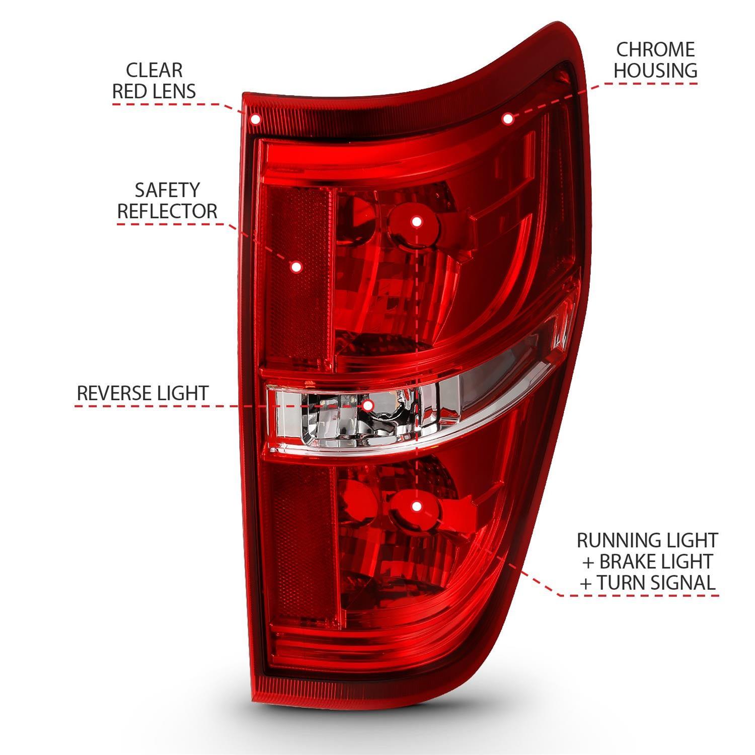 ANZO 2009-2014 Ford F-150 Euro Taillight Red/Clear (W/O Bulb) thumbnail 4