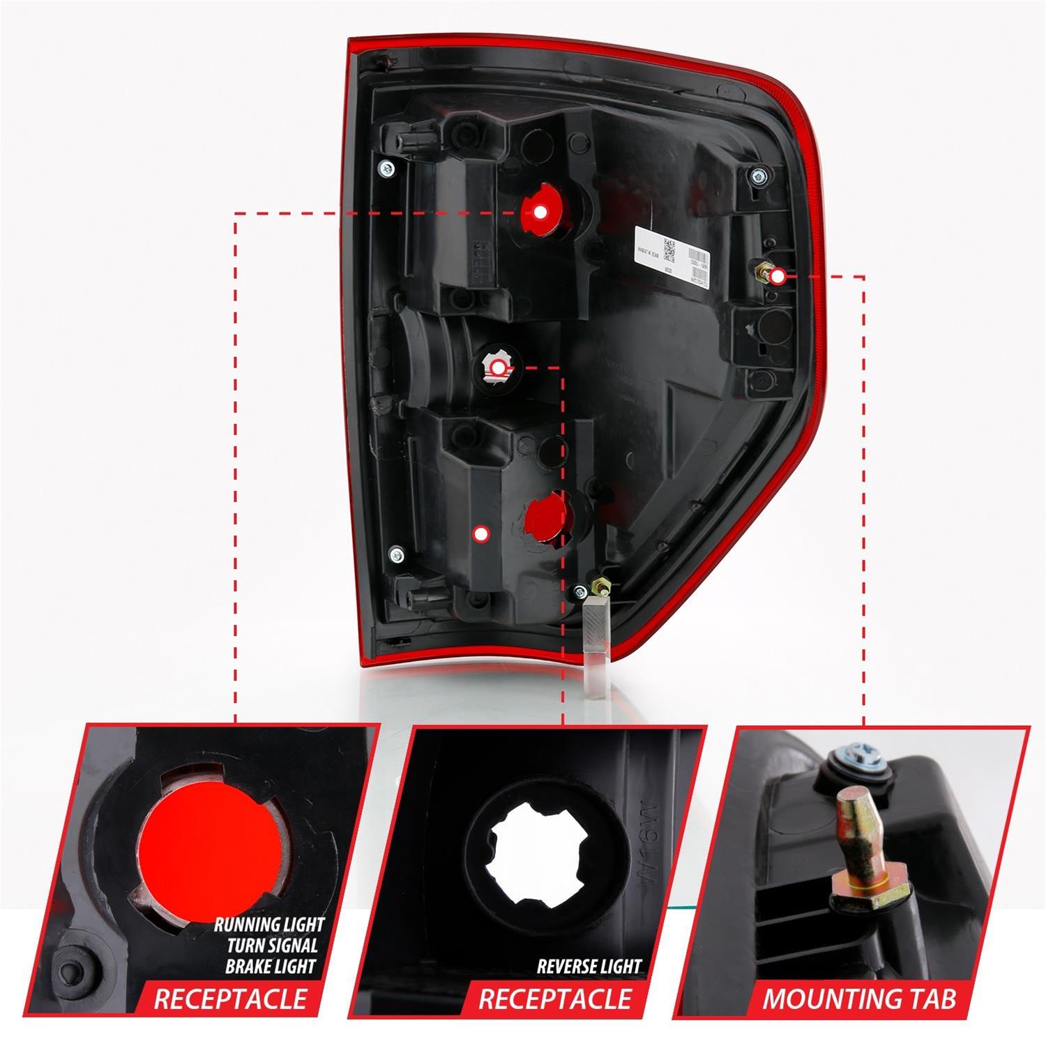 ANZO 2009-2014 Ford F-150 Euro Taillight Red/Clear (W/O Bulb) thumbnail 5