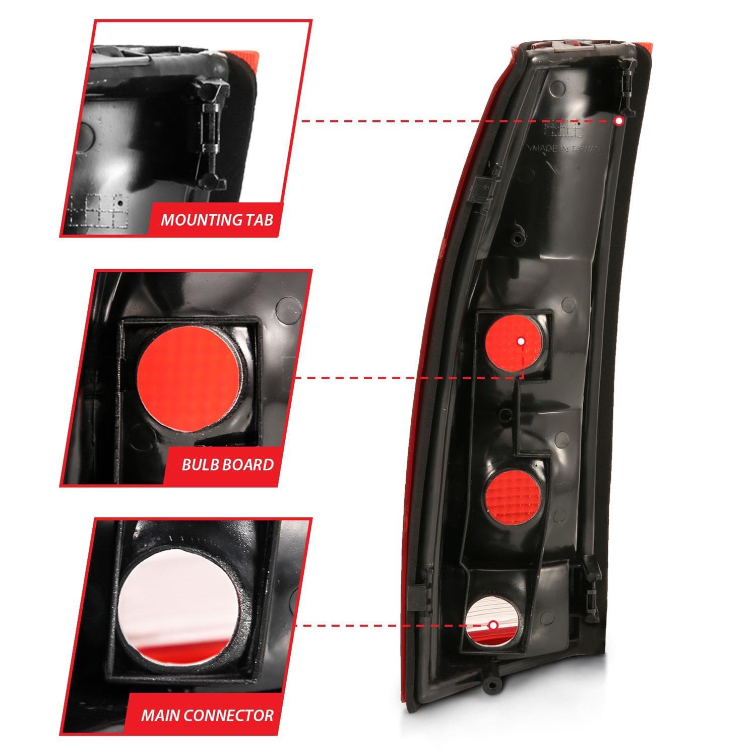 ANZO 1988-1999 Chevy C1500 Taillight Red/Clear Lens (OE Replacement) thumbnail 3