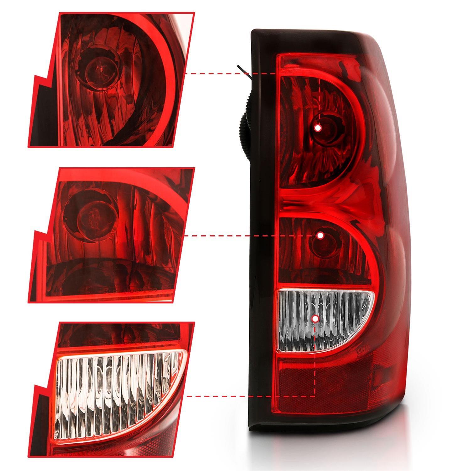 ANZO 2004-2007 Chevy Silverado Taillight Red/Clear Lens w/Black Trim (OE Replacement) thumbnail 2
