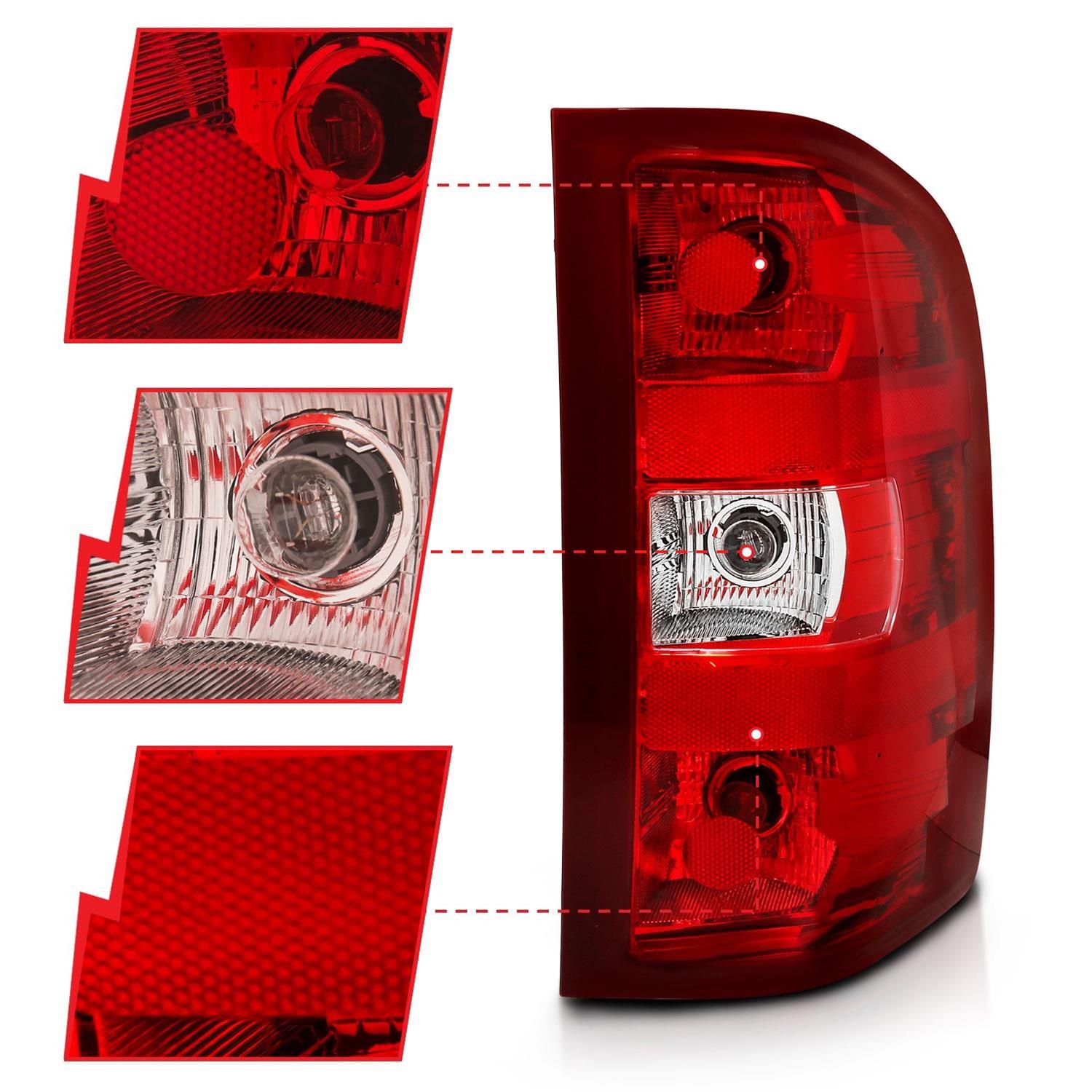 ANZO 2007-2013 Chevy Silverado Taillight Red/Clear Lens (OE Replacement) thumbnail 2