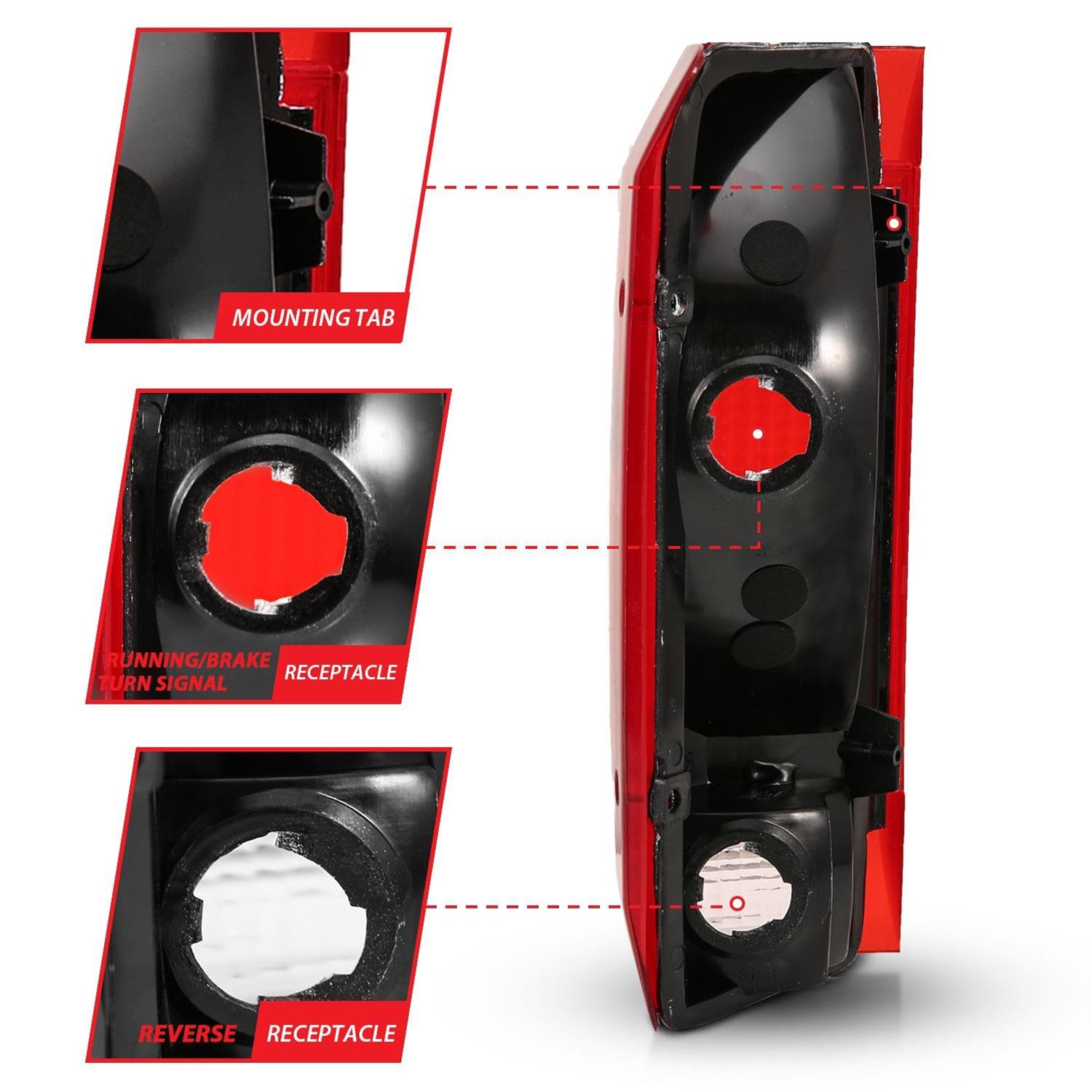 ANZO 1992-1996 Ford Bronco Taillight Red/Clear Lens (OE Replacement) thumbnail 3
