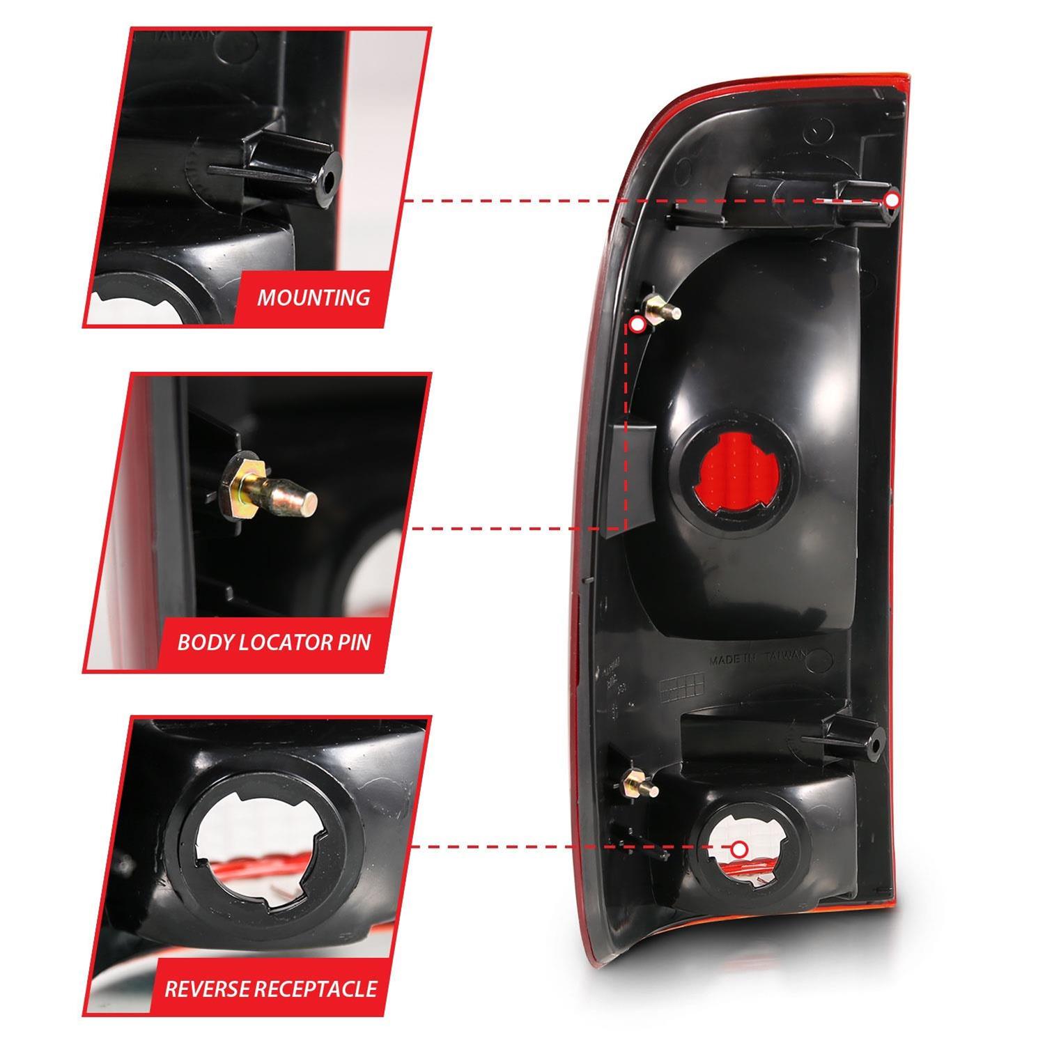 ANZO 1997-2003 Ford F-150 Taillight Red/Clear Lens (OE Replacement) thumbnail 4