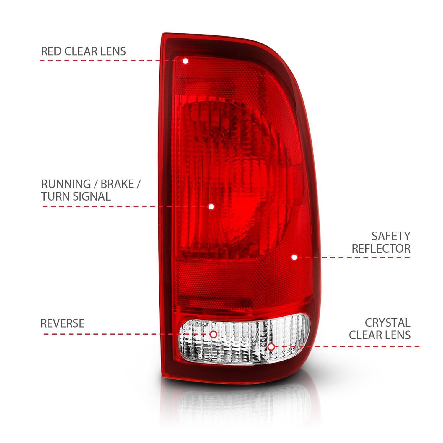ANZO 1997-2003 Ford F-150 Taillight Red/Clear Lens (OE Replacement) thumbnail 5