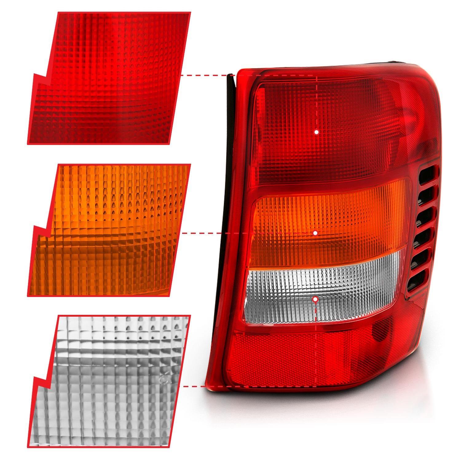ANZO 1999-2004 Jeep Grand Cherokee Taillight Red/Clear Lens (OE Replacement) thumbnail 2