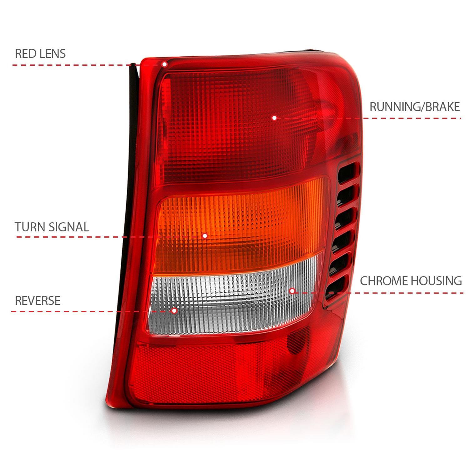 ANZO 1999-2004 Jeep Grand Cherokee Taillight Red/Clear Lens (OE Replacement) thumbnail 4