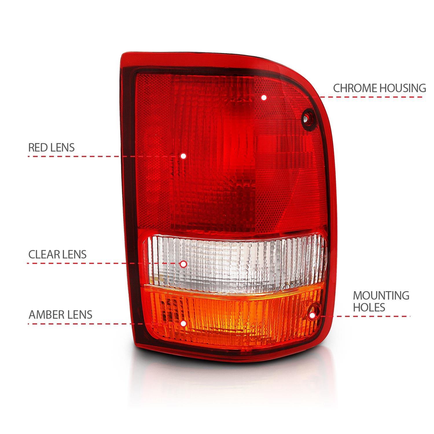 ANZO 1993-1997 Ford Ranger Tail Light Red/Clear (OE) thumbnail 4