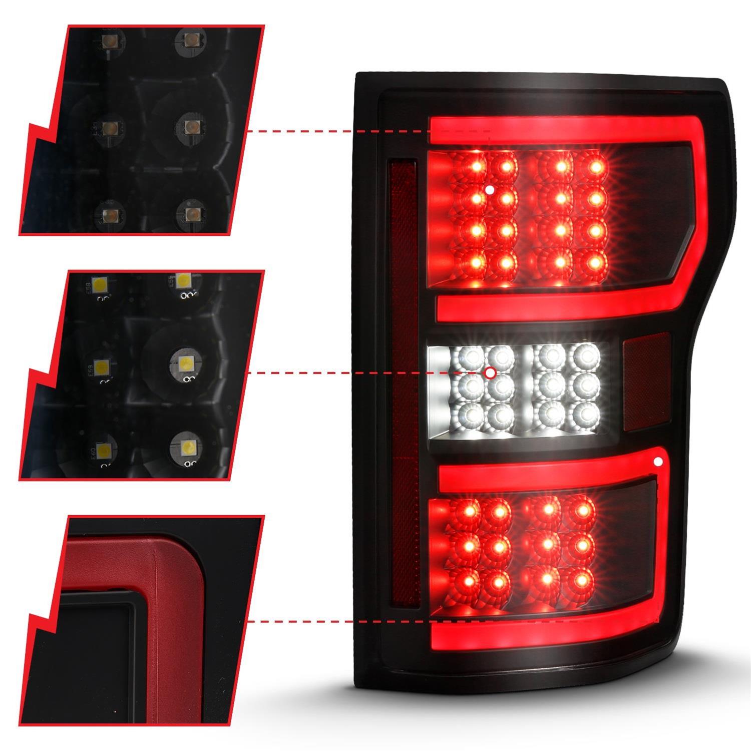 ANZO 18-19 Ford F-150 LED Taillight Black Housing Clear Lens Red Light Bar W/Sequential thumbnail 2