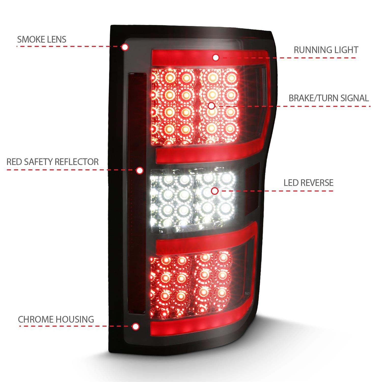 Anzo LED Taillights 311315 Tail Light Assemblies, LED, Smoke Lens, Red Light Bar, Sequential, Ford, Pair thumbnail 7