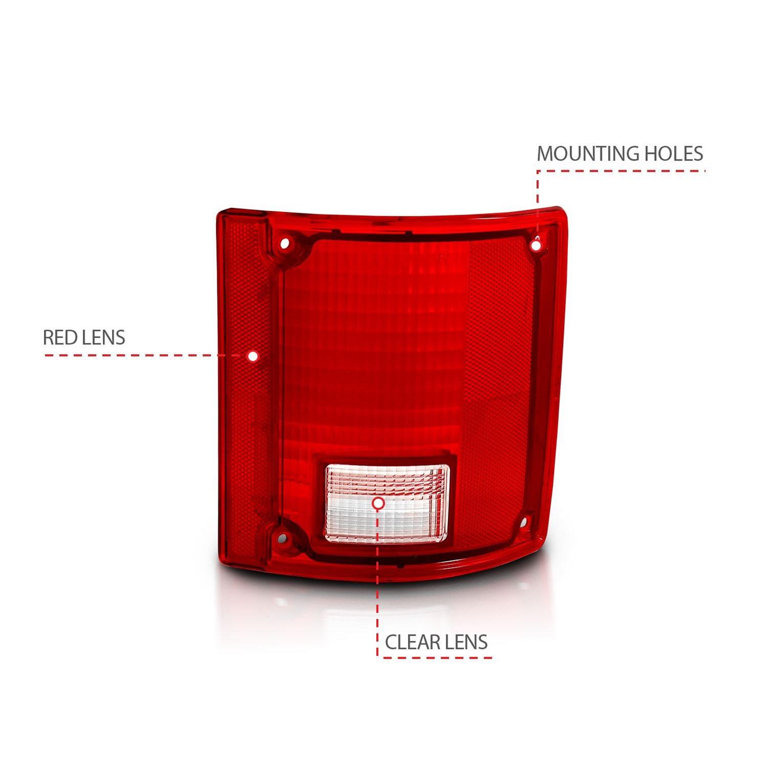 ANZO 1978-1991 Chevy Blazer Taillight Red/Clear Lens w/o Chrome Trim Fleetside (OE Replacement) thumbnail 5