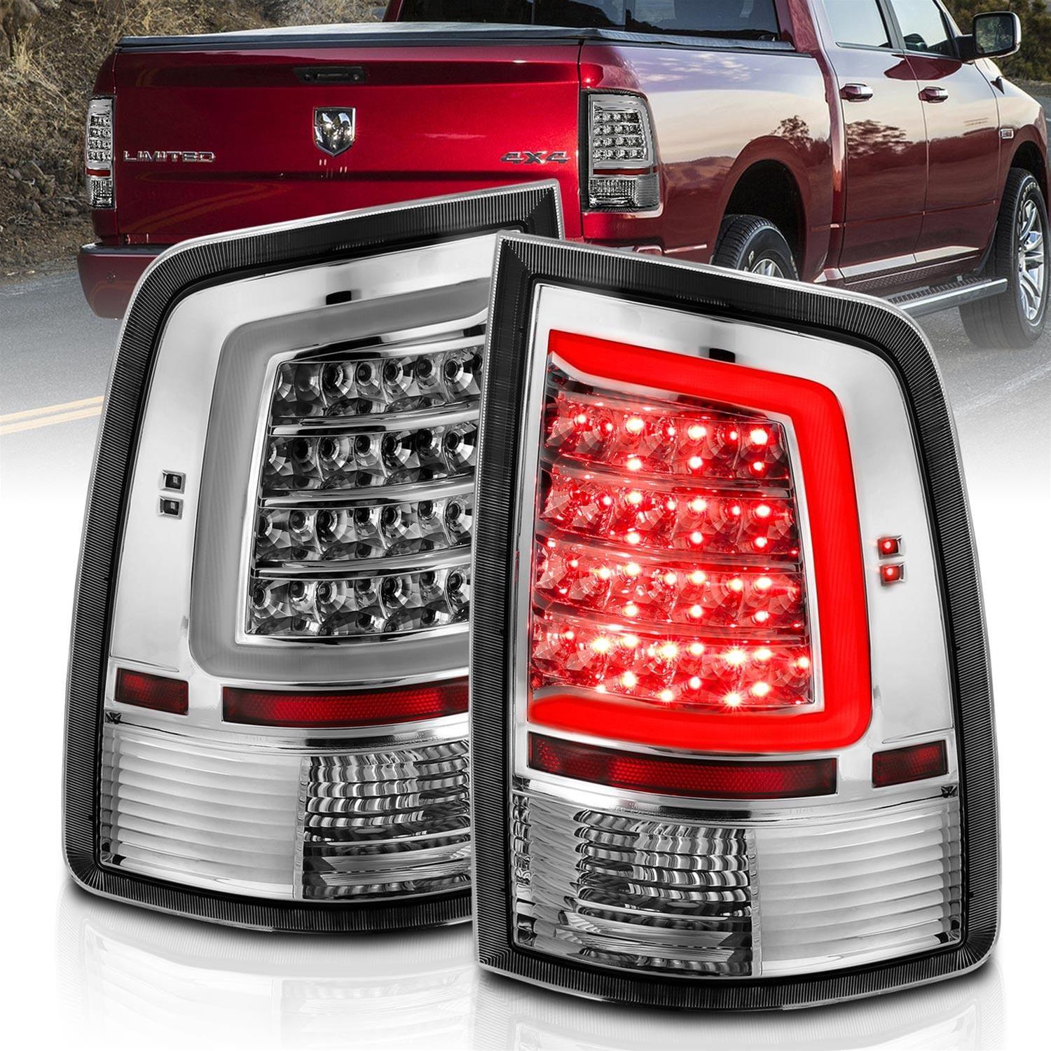 Anzo LED Taillights 311320 Taillight Assemblies, LED, Clear Lens, Chrome Housing, Includes Bar, Turn Signal, Brake, Parking Lights, Dodge, Ram, Set
