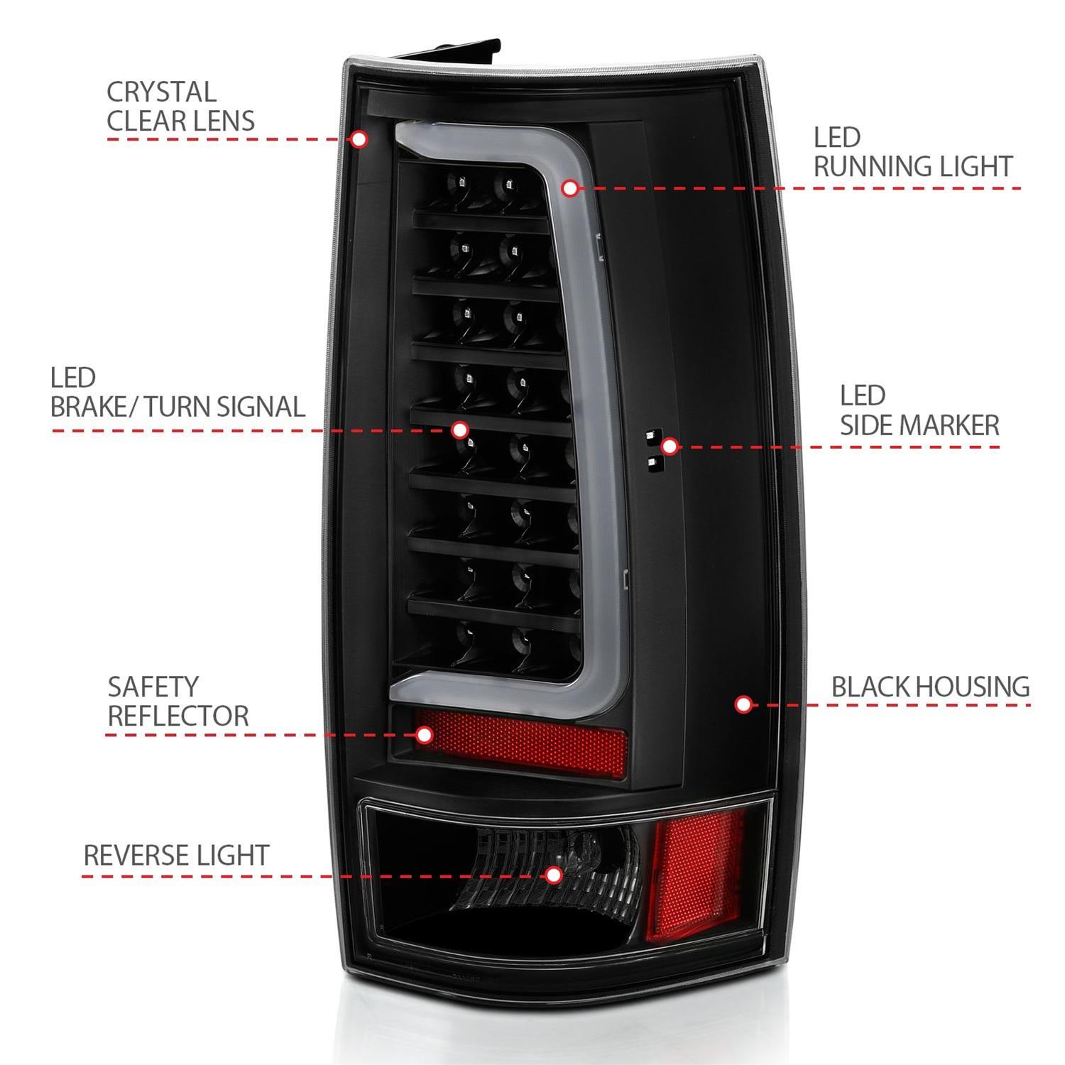 ANZO 2007-2014 Chevy Tahoe LED Taillight Plank Style Black w/Clear Lens thumbnail 6