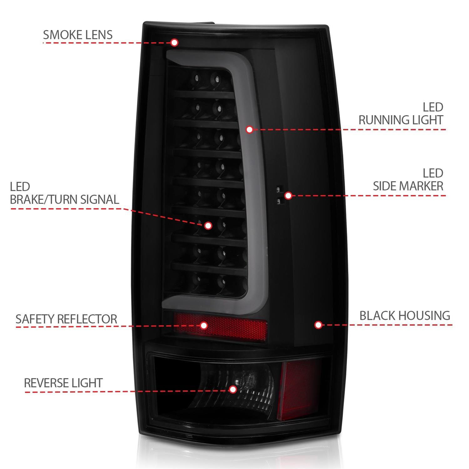 ANZO 2007-2014 Chevy Tahoe LED Taillight Plank Style Black w/Smoke Lens thumbnail 5