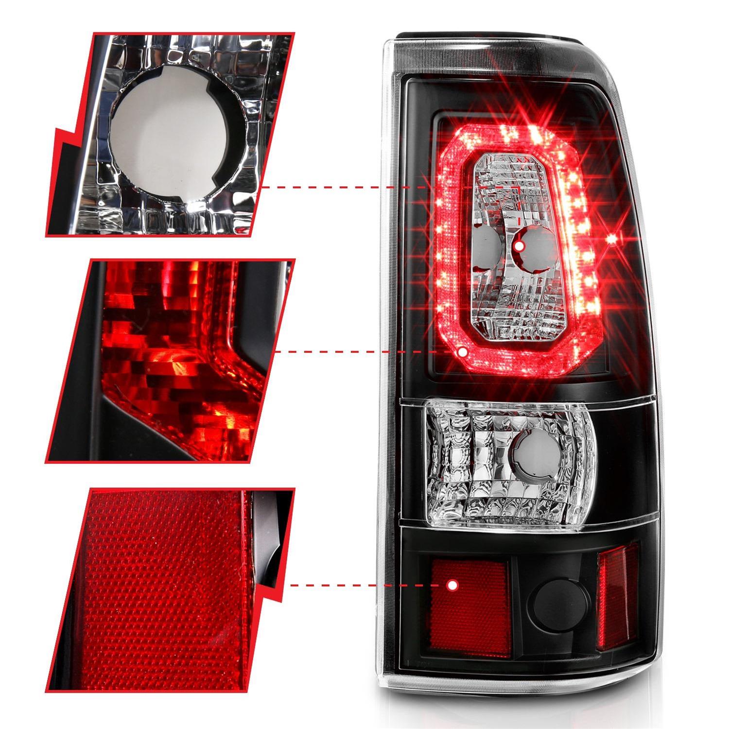 ANZO 2003-2006 Chevy Silverado 1500 LED Taillights Plank Style Black w/Clear Lens thumbnail 3