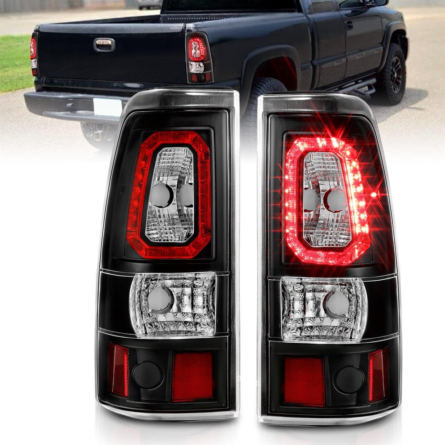 ANZO 2003-2006 Chevy Silverado 1500 LED Taillights Plank Style Black w/Clear Lens thumbnail 2