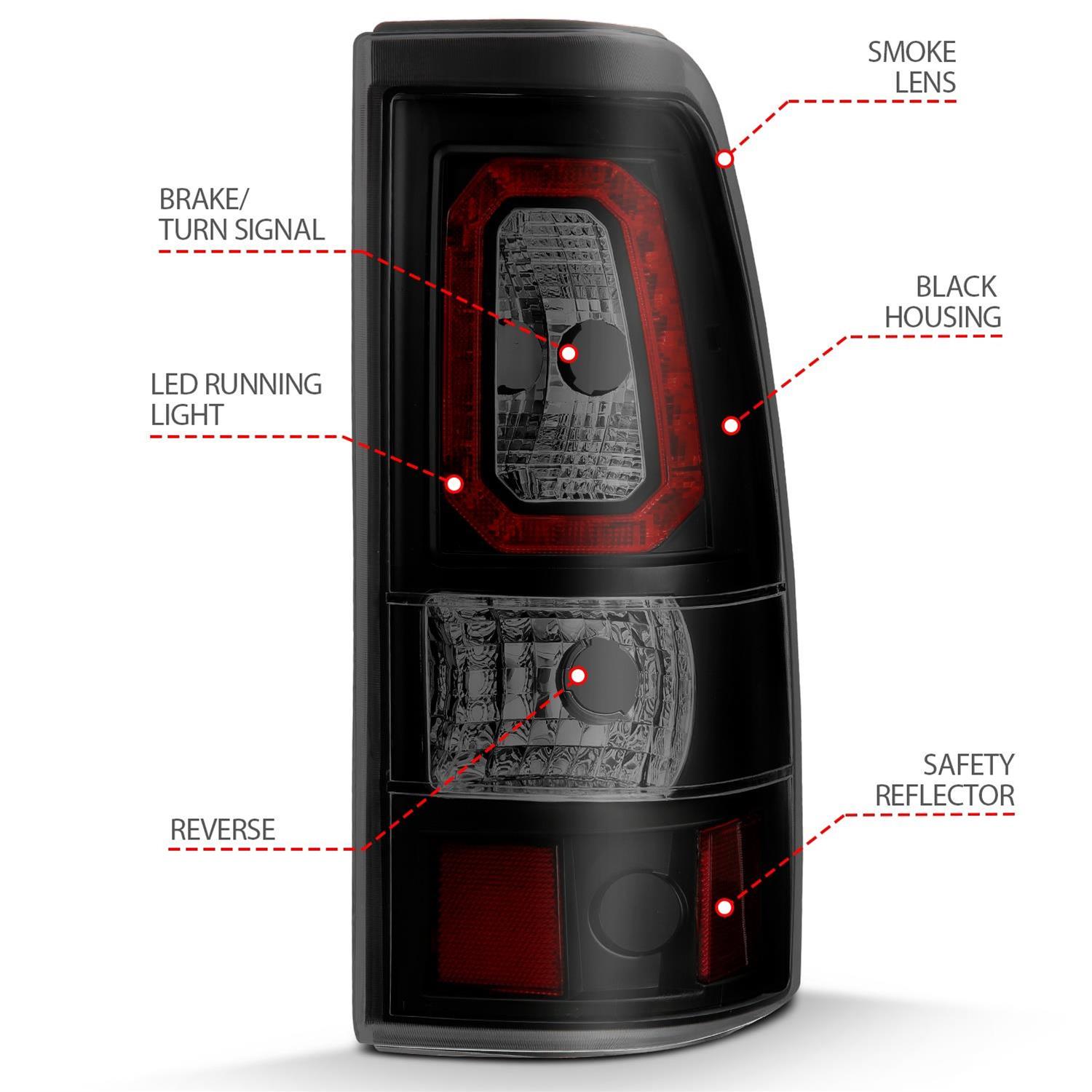 ANZO 2003-2006 Chevy Silverado 1500 LED Taillights Plank Style Black w/Smoke Lens thumbnail 6