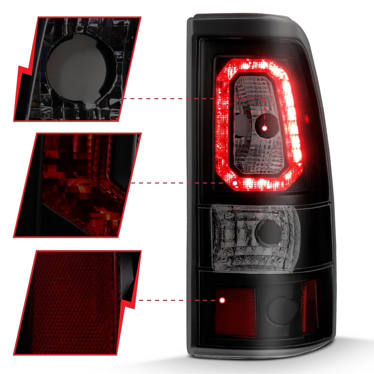 ANZO 2003-2006 Chevy Silverado 1500 LED Taillights Plank Style Black w/Smoke Lens thumbnail 2