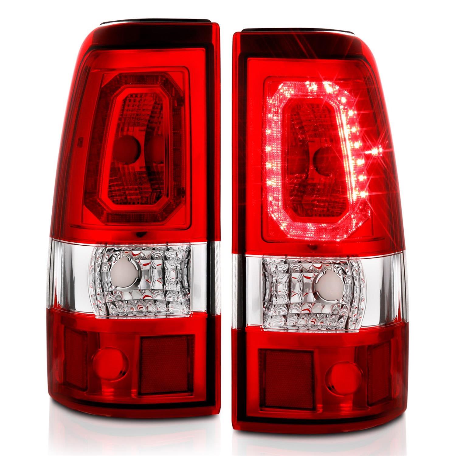 ANZO 2003-2006 Chevy Silverado 1500 LED Taillights Plank Style Chrome With Red/Clear Lens thumbnail 2