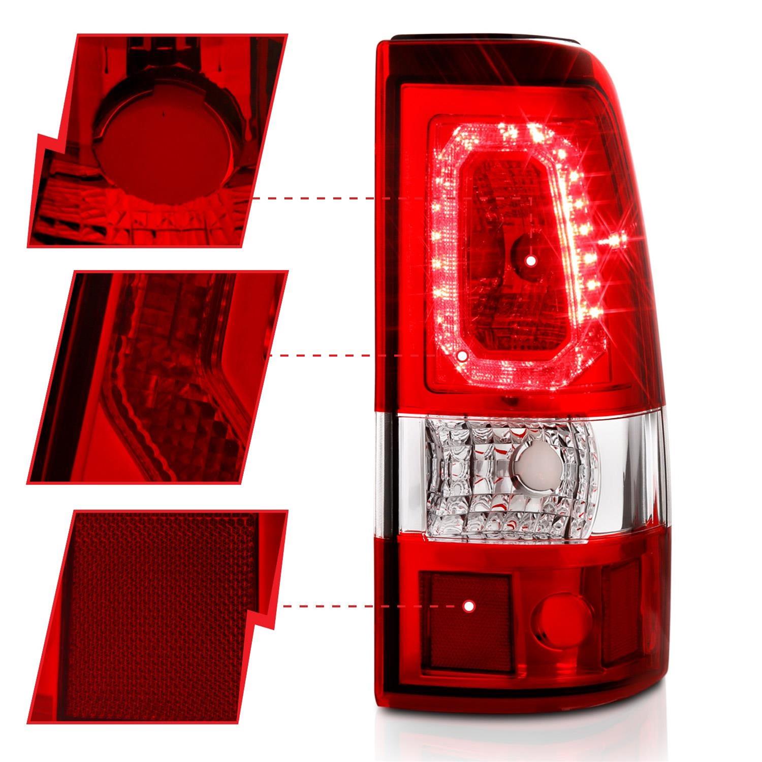 ANZO 2003-2006 Chevy Silverado 1500 LED Taillights Plank Style Chrome With Red/Clear Lens thumbnail 3