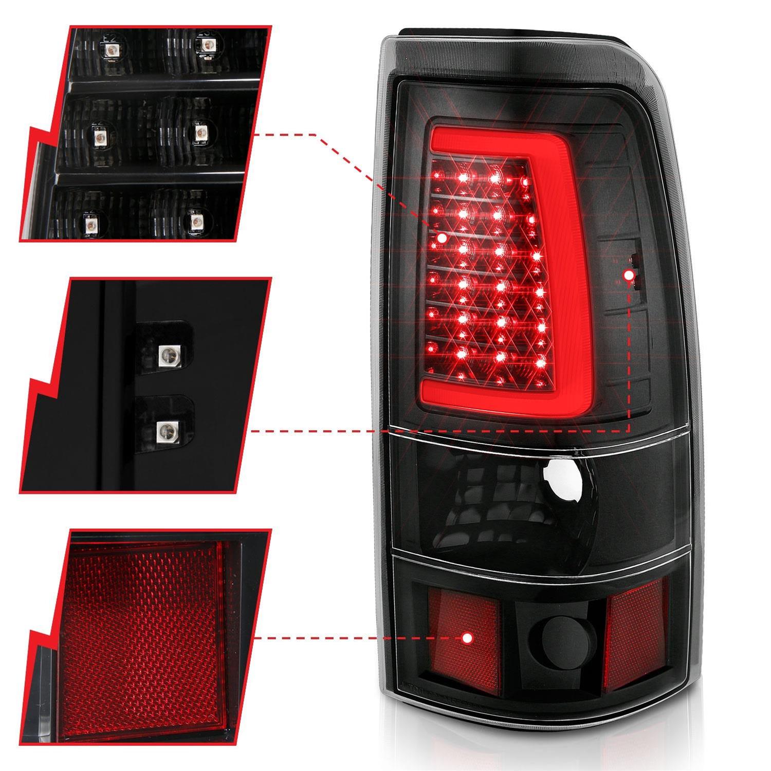 ANZO 1999-2002 Chevy Silverado 1500 LED Taillights Plank Style Black w/Clear Lens thumbnail 3