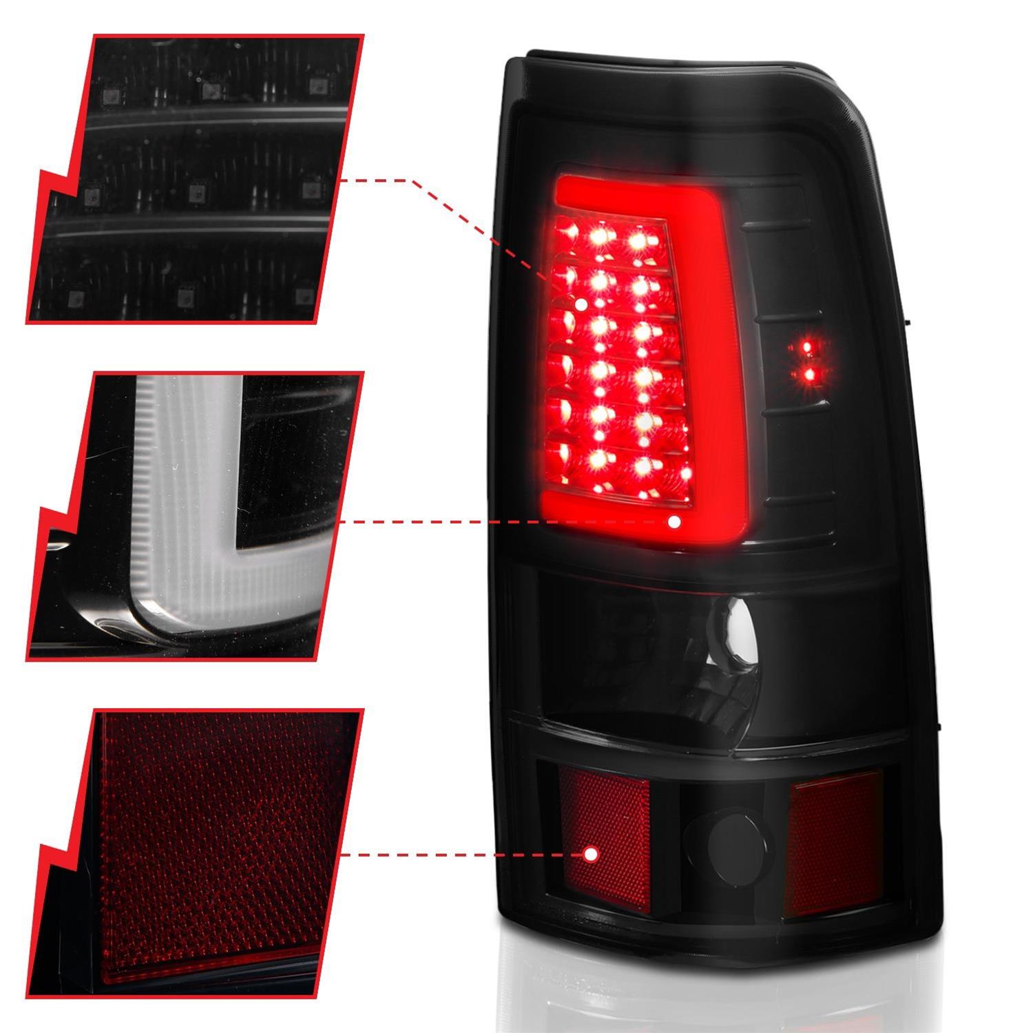 ANZO 1999-2002 Chevy Silverado 1500 LED Taillights Plank Style Black w/Smoke Lens thumbnail 3