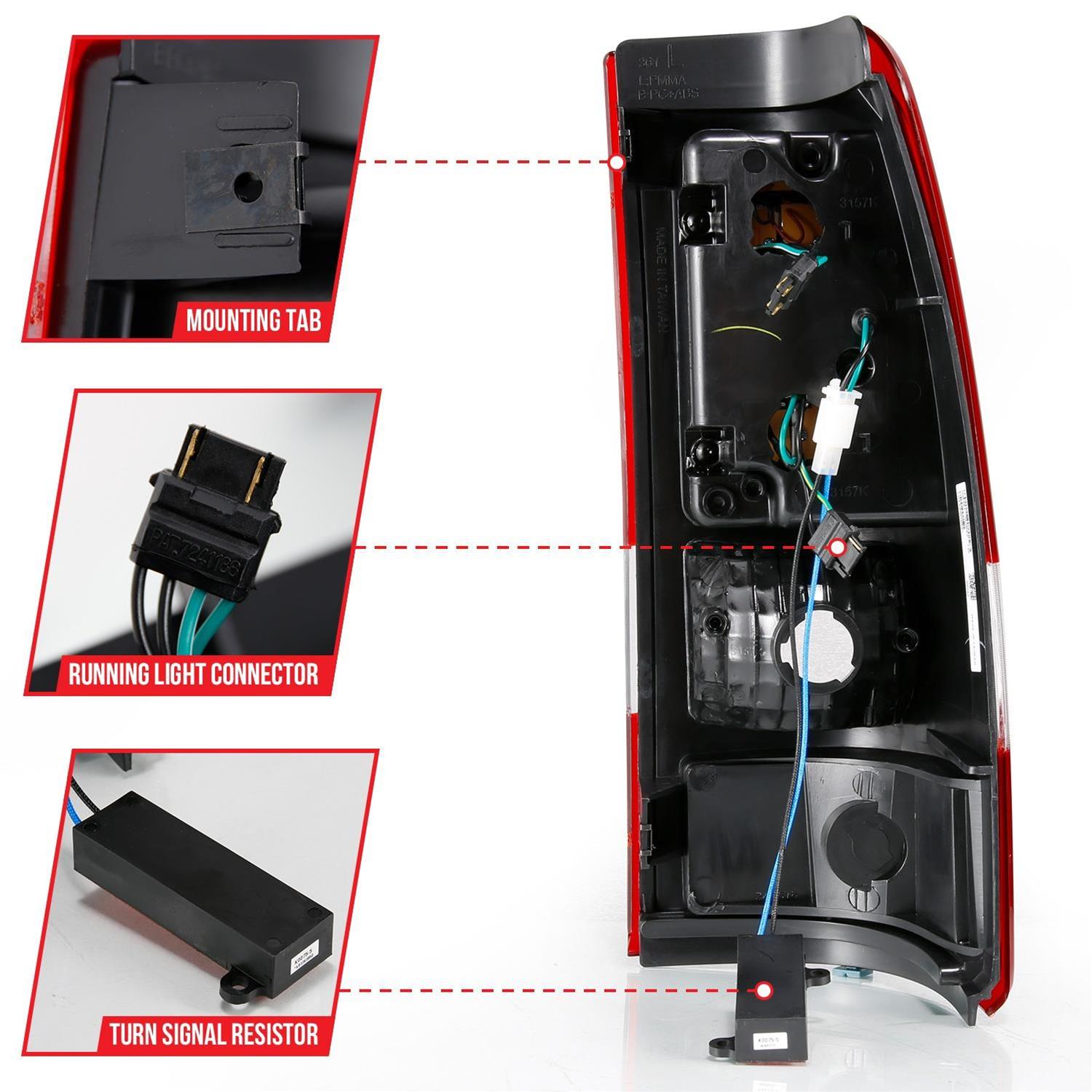 ANZO 1999-2002 Chevy Silverado 1500 LED Taillights Plank Style Chrome With Red/Clear Lens thumbnail 4