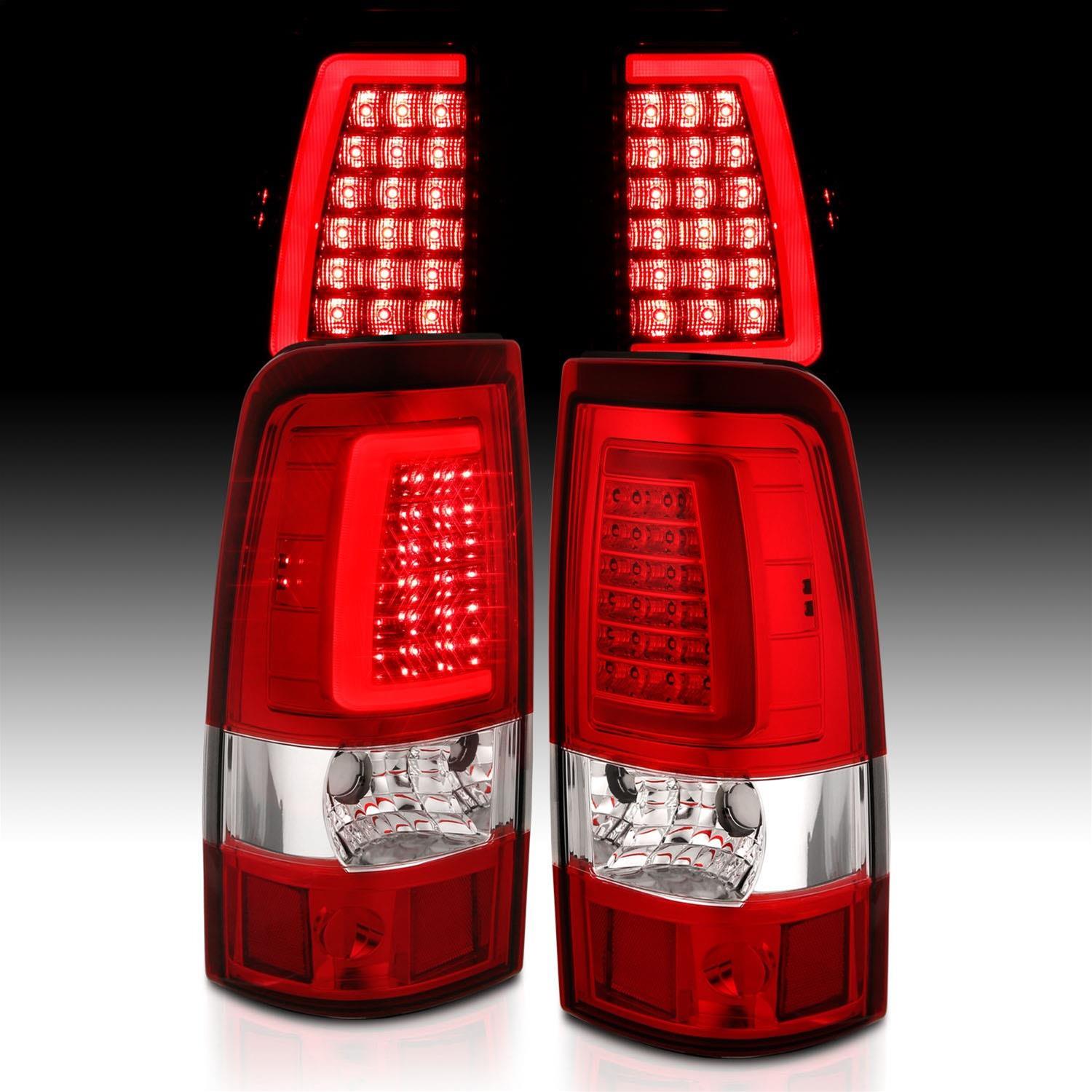 ANZO 1999-2002 Chevy Silverado 1500 LED Taillights Plank Style Chrome With Red/Clear Lens thumbnail 3