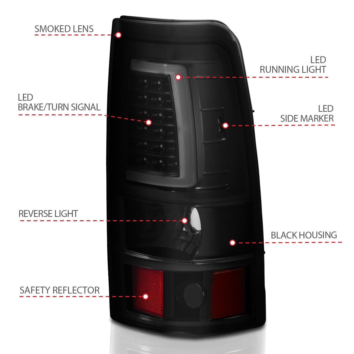 ANZO 2003-2006 Chevy Silverado 1500 LED Taillights Plank Style Black w/Smoke Lens thumbnail 6